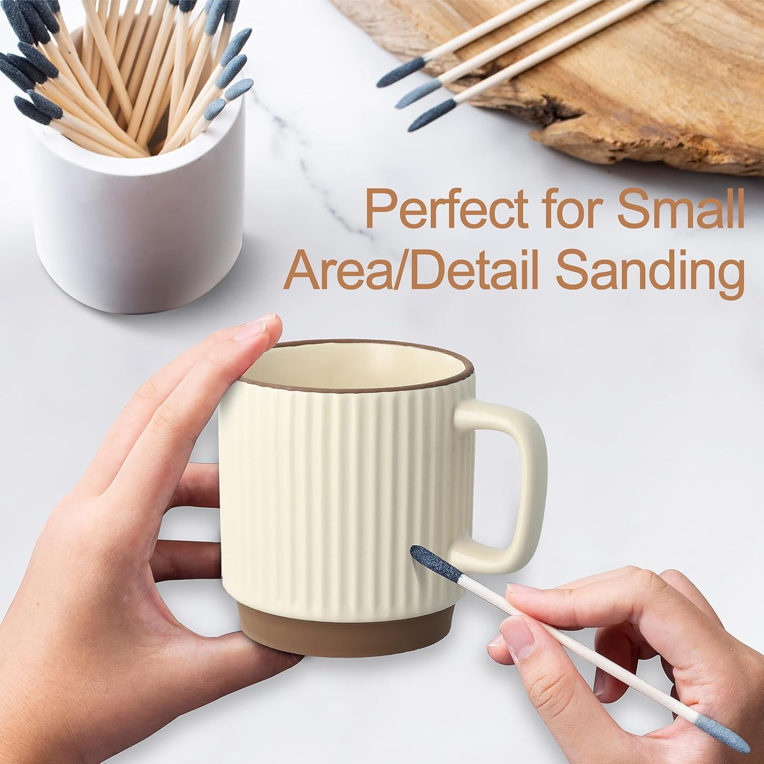 30 Pcs Sanding Sticks, Premium Double-Ended Matchstick Sanding Stick for Small
