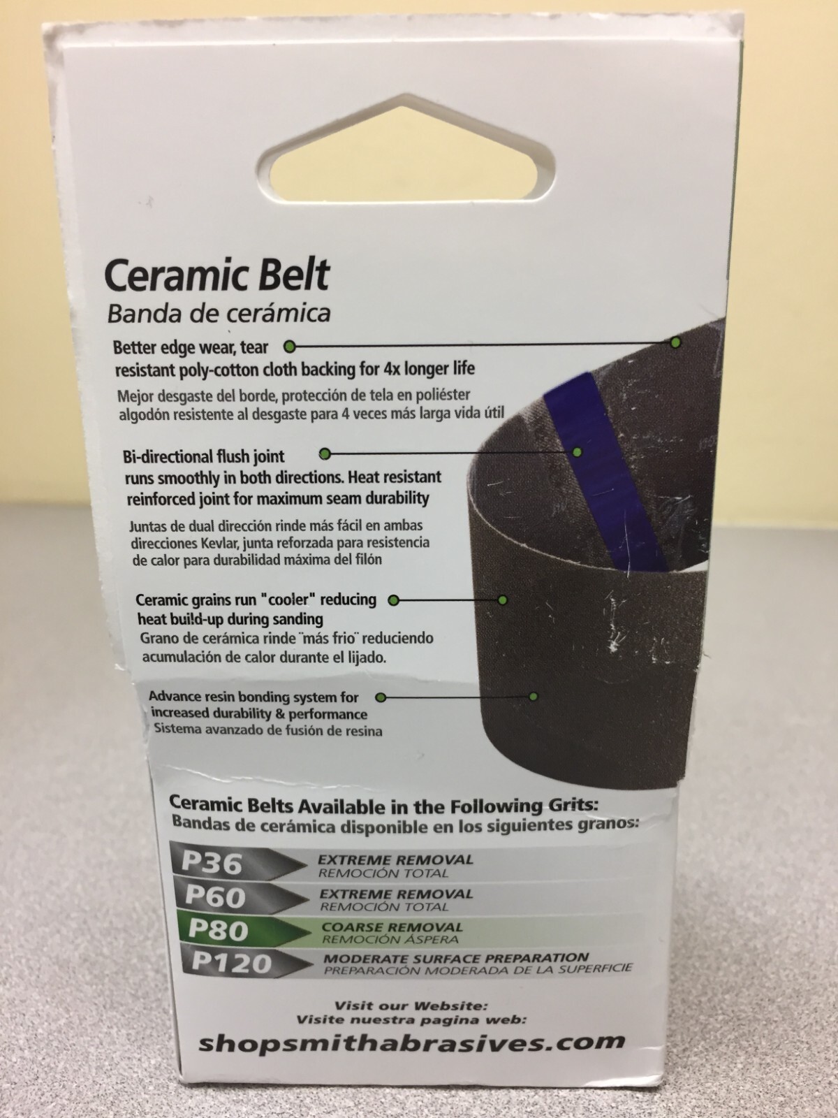 Shopsmith 12242 21 in. L X 3 in. W Ceramic Sanding Belt 80 Grit Medium
