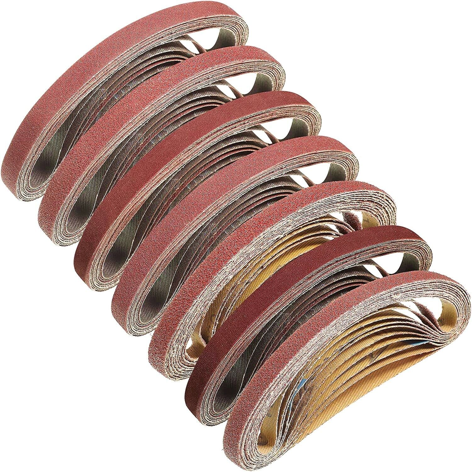 24PCS 1/2×18 inch Sanding Belts 40 60 80-240 Grit Air File Belt Sander Sandpaper