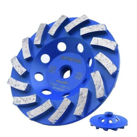 5 in.x5/8-11 in. Plate 14 Segments Turbo Shape Diamond 5 Inch 5/8″-11 Threaded