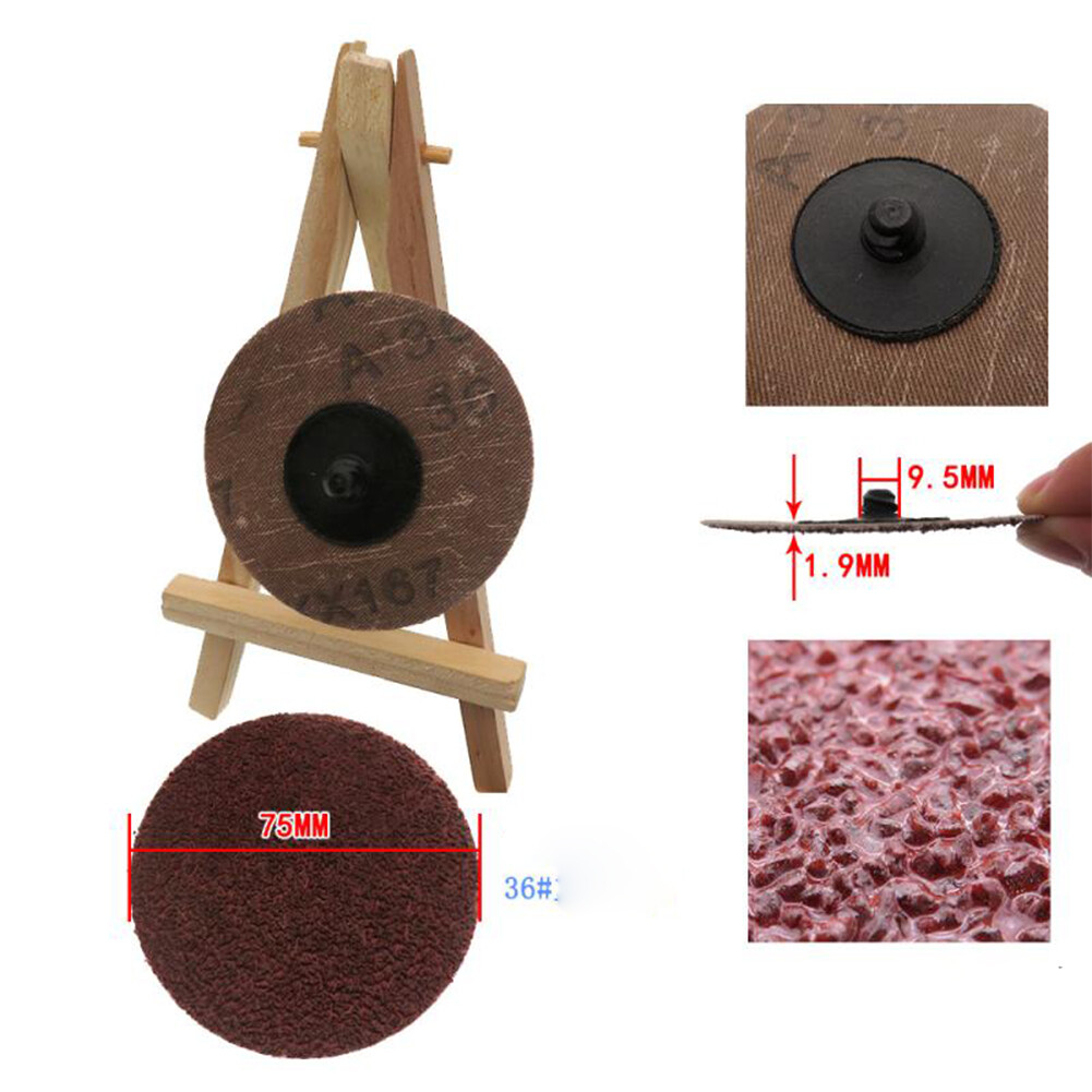 3” 75mm 36/60/80/120 Grit R-Type Sanding Discs Abrasive Roll Lock Sandpaper