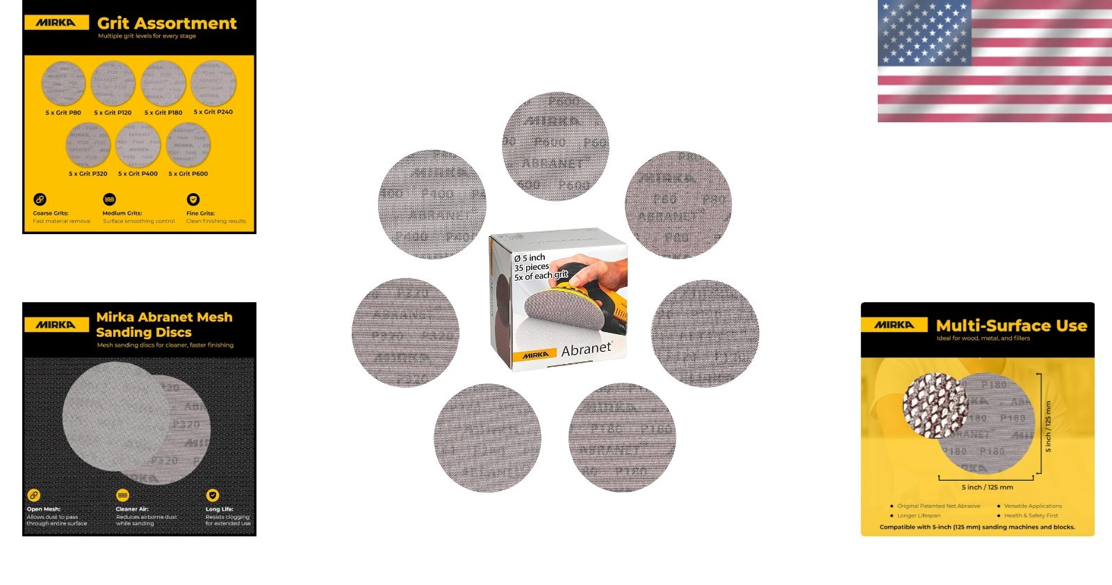 Innovative Abranet Hook and Loop Sanding Discs, 35-Pack