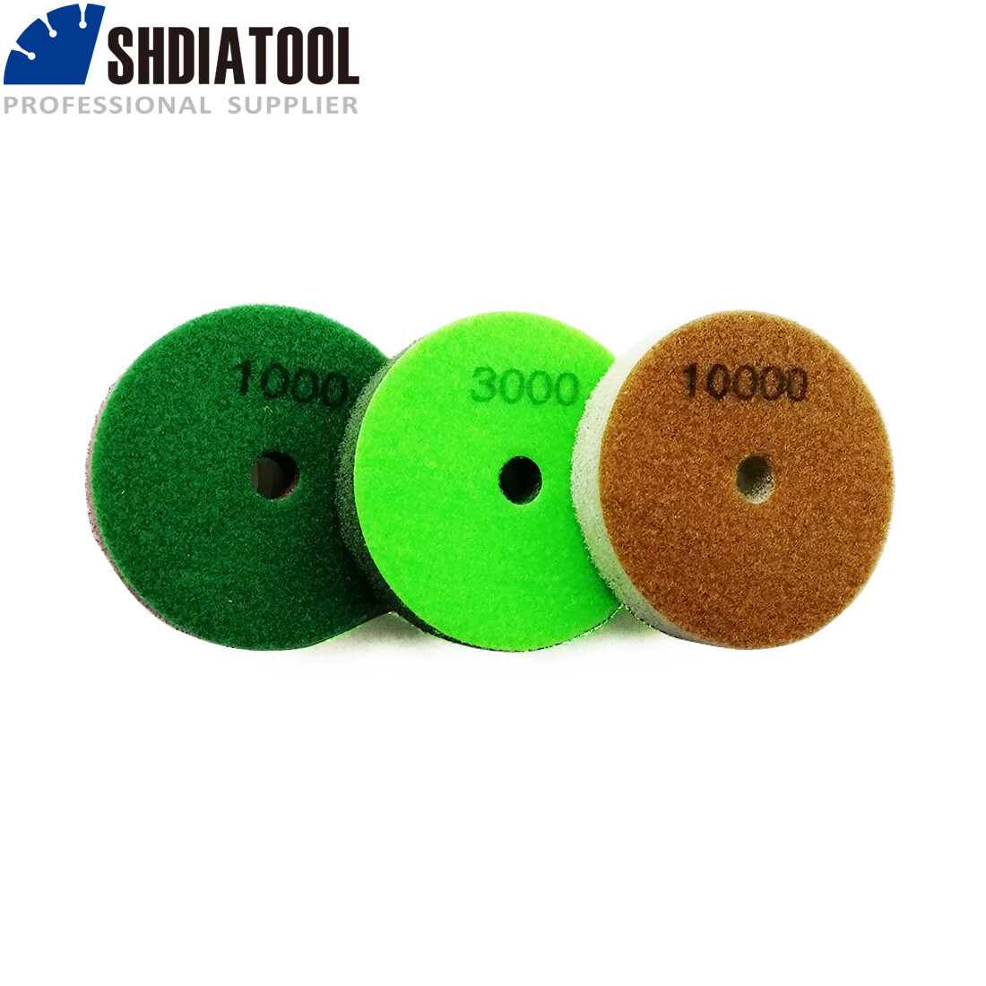 SHDIATOOL 3pcs/pk 100mm/4″ Diamond Sponge Polishing Pads for Marble Jade Stone