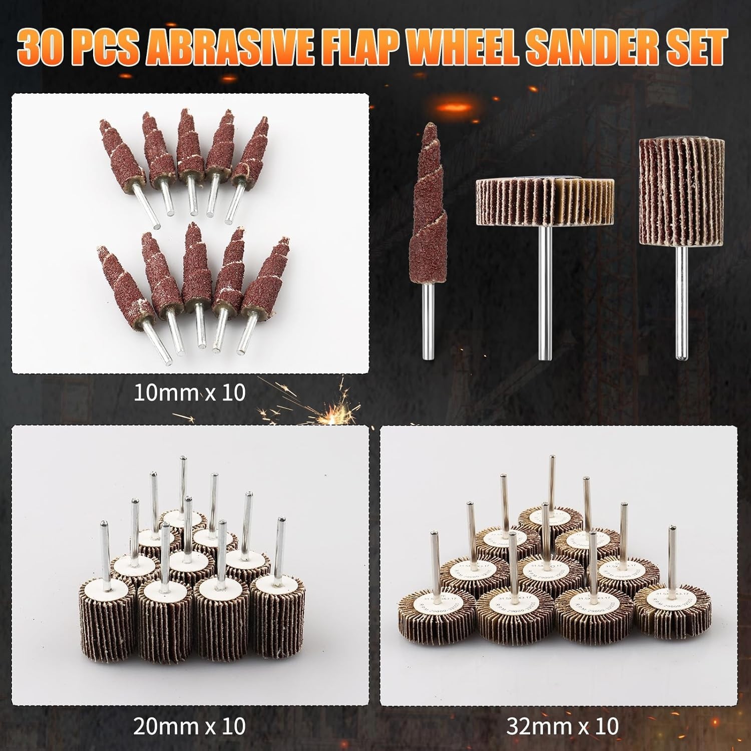 30 Pcs 80 Grit Flap Wheel Sanders for Dremel – Rust Removal & Polishing Kit
