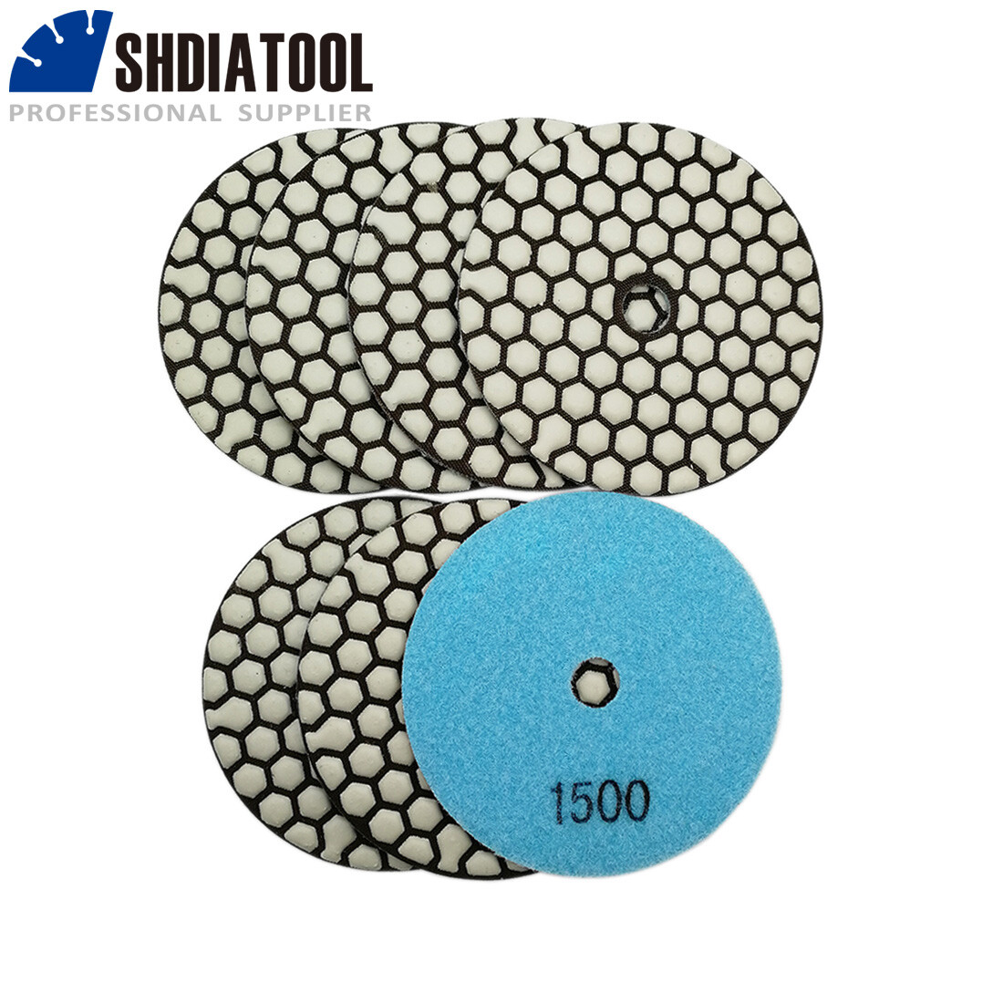 7pcs 4″ 100mm Dry Polishing Pads Diamond Sanding Discs for Marble Tile Stone @