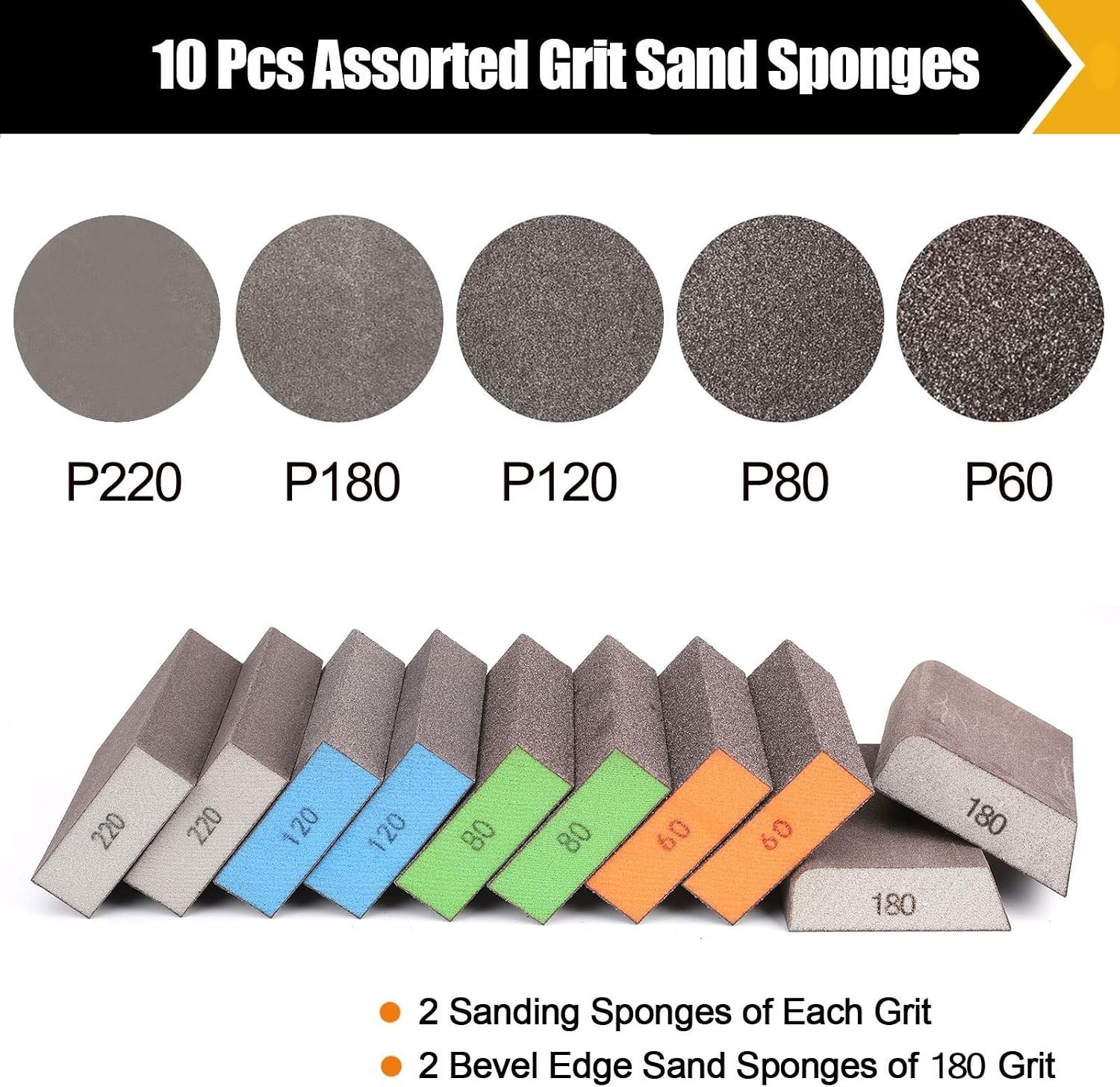 Washable & No-Clog Sanding Sponge Set – Assorted Grit for Versatile Applications