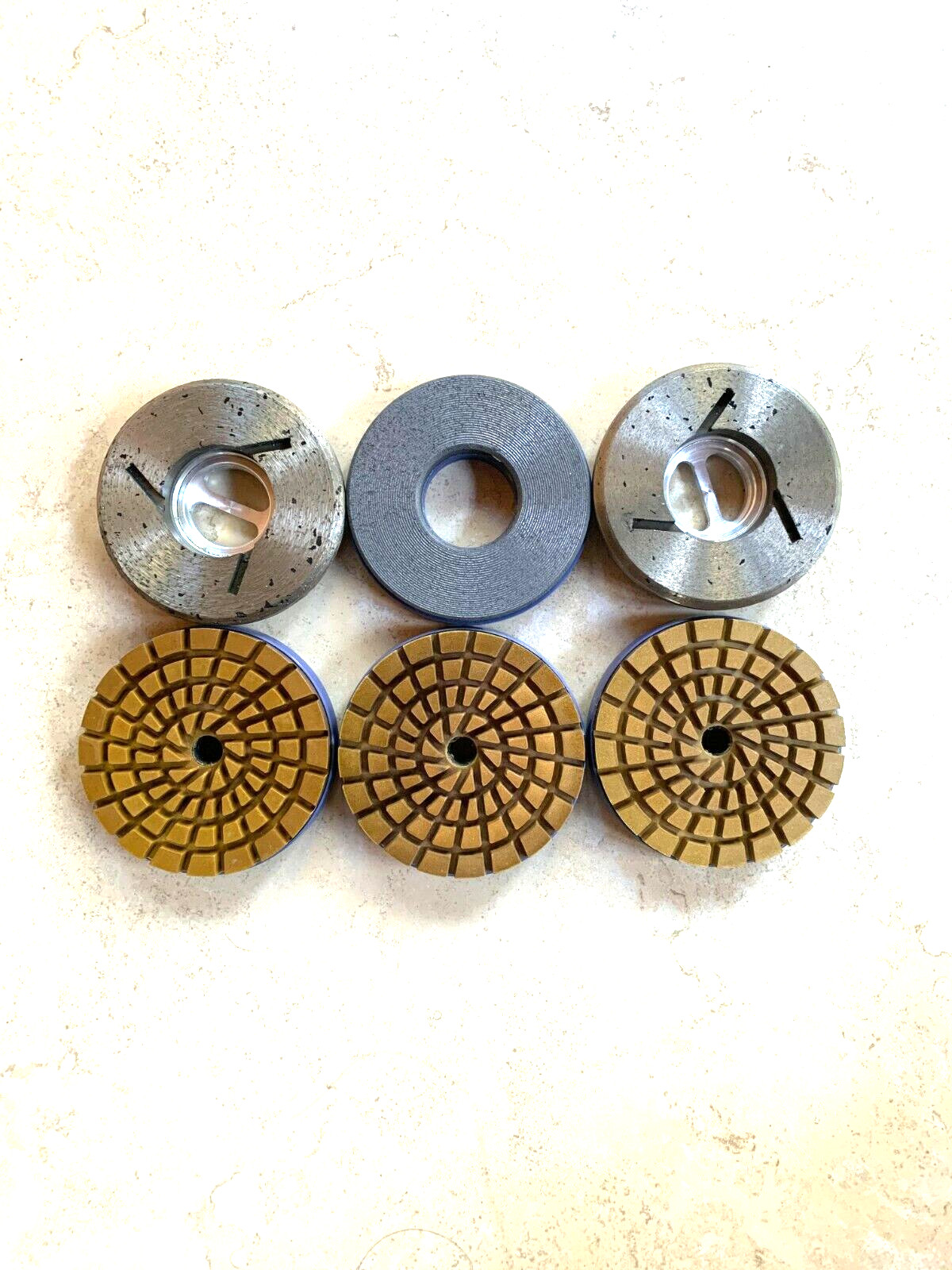 Granite marble engineered stone countertop polishing tools 4″ snail-lock 5-step