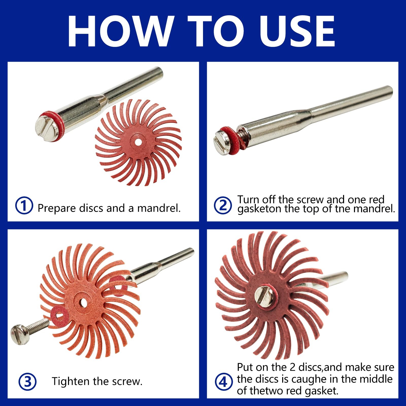 66pcs 1Inch Radial Bristle Disc Polishing Kit 6 Mix Grit 80/120/220/400/600/1…