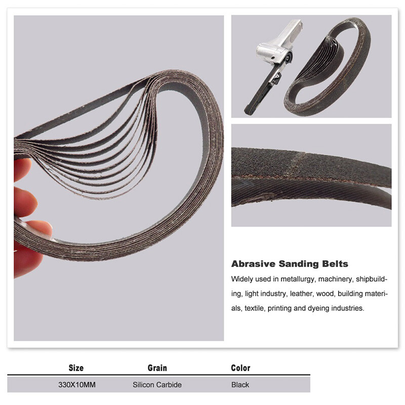 10x330mm Abrasive Sanding Belts For Belt Sander Metal Grinding Sandpaper 60~240#