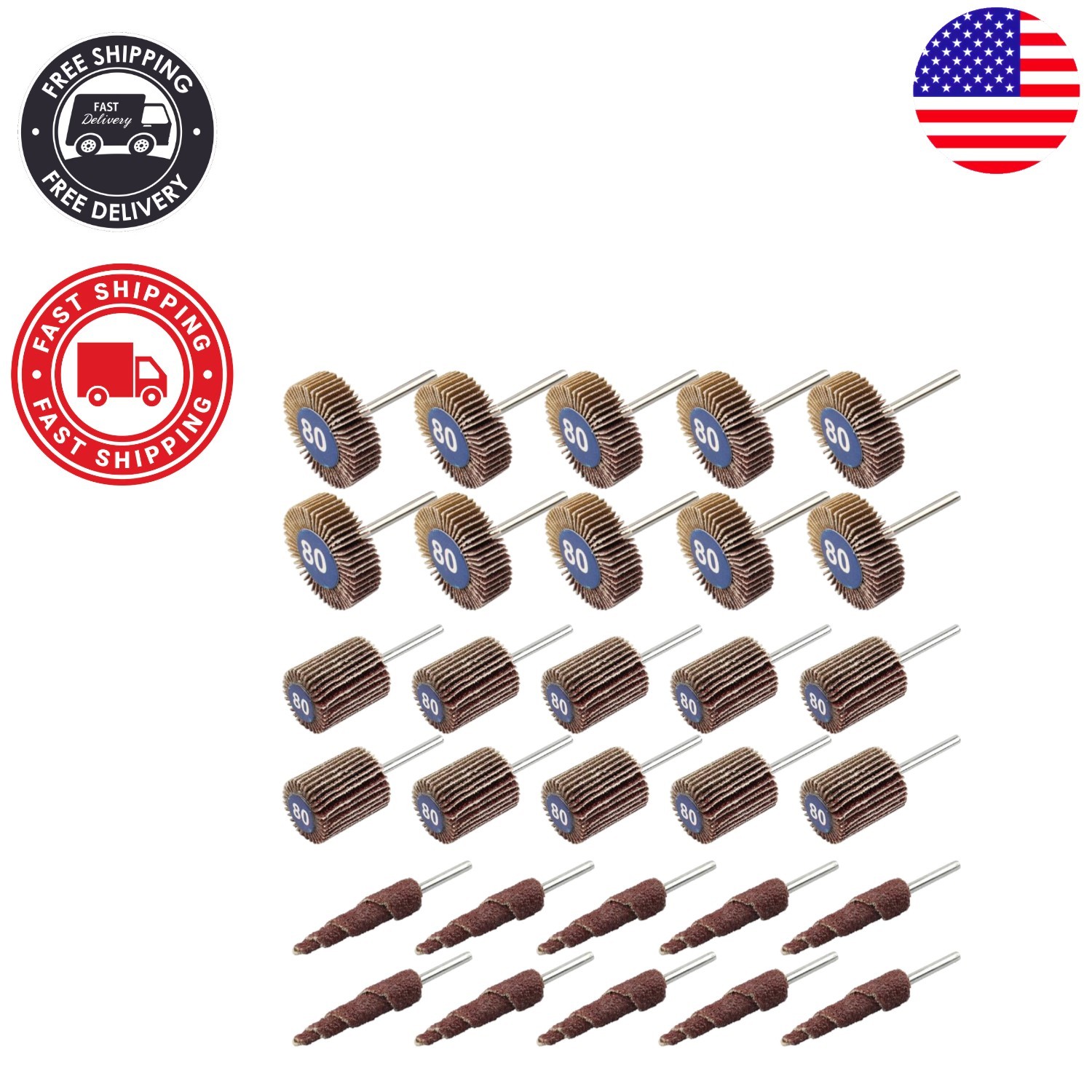 30 Pcs 80 Grit Flap Wheel Sanders for Dremel – Rust Removal & Polishing Kit