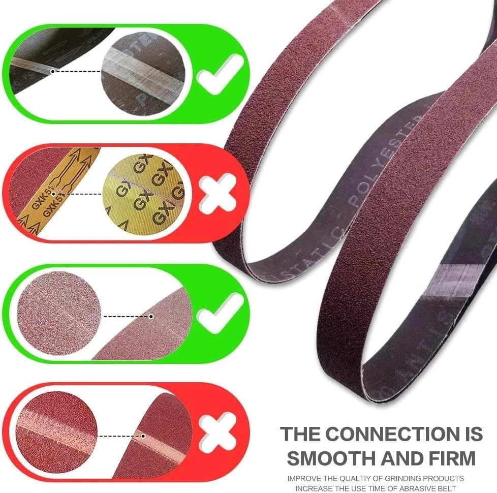 1×30 Inch Sanding Belt Pack – 12 Aluminum Oxide Belts in Assorted Grits