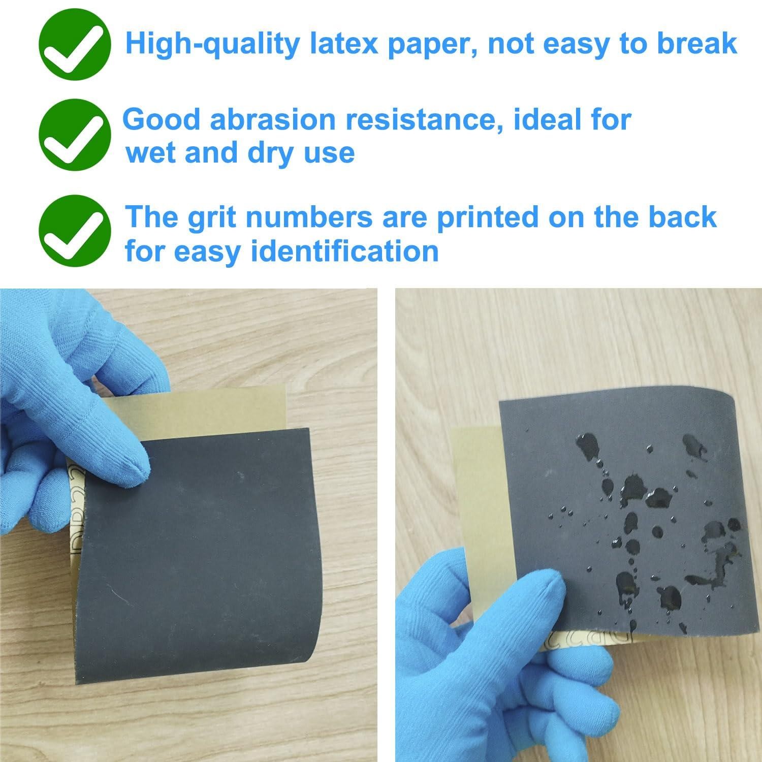 Sandpaper Variety Pack, 20pcs Sand Paper Assorted for Wood Metal Sanding, Wet Dr