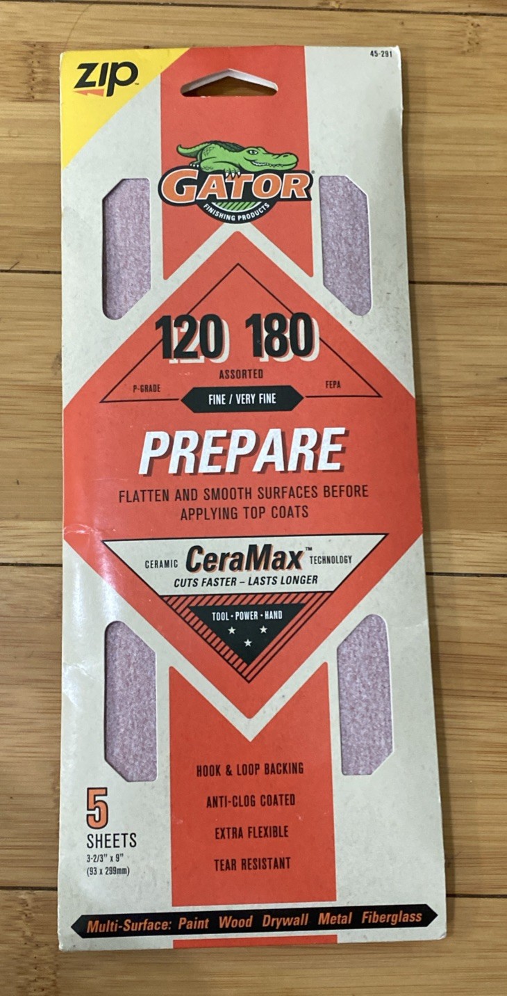 Gator CeraMax 3-2/3″ x 9″ Ceramic Sanding Sheets 120-180 Assorted Grit 5 Pack