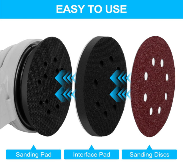 5 Inch 8 Holes Soft Interface Pads Hook +Loop Sponge Cushion Buffer Backing Pad