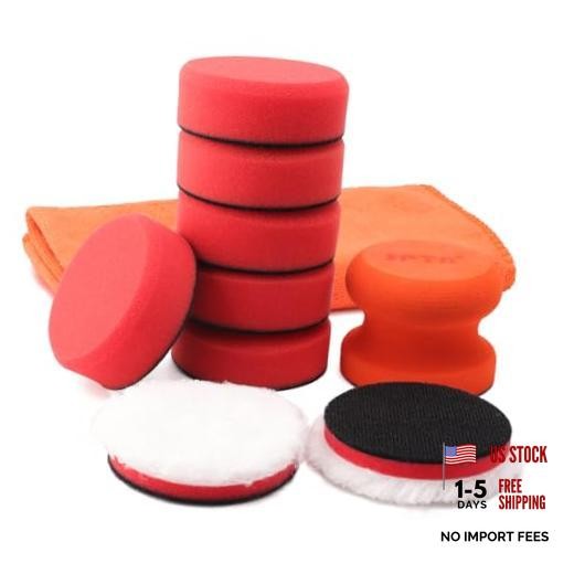 3 Inch Polishing Pad, 8Pcs Car Wax Applicator Pads with Handle and Towel,