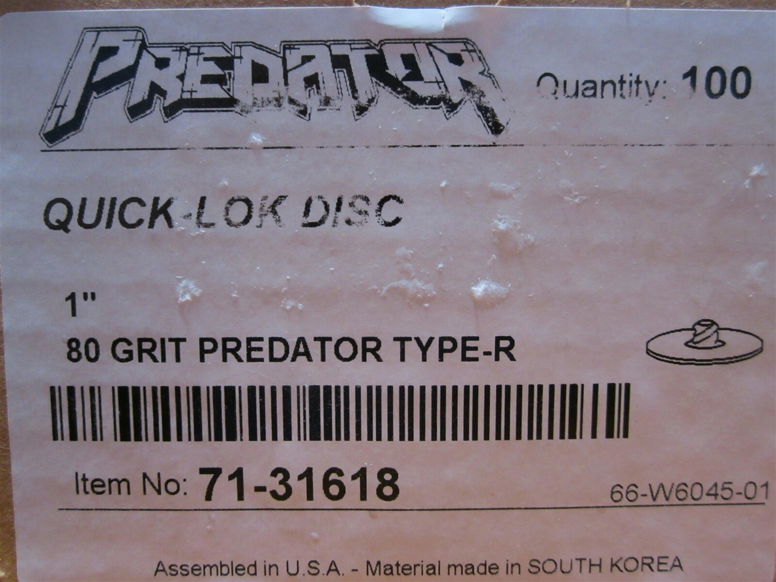 Arc (71-31618) 1-Inch 80-Grit 3-TR Predator Quick-Lok Sanding Disc (100-Pack)