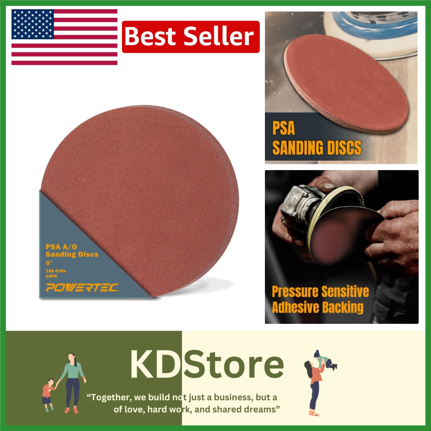 Self-Stick 6-Inch 180 Grit Sanding Discs – 10 Pack for Wood & Metal Projects