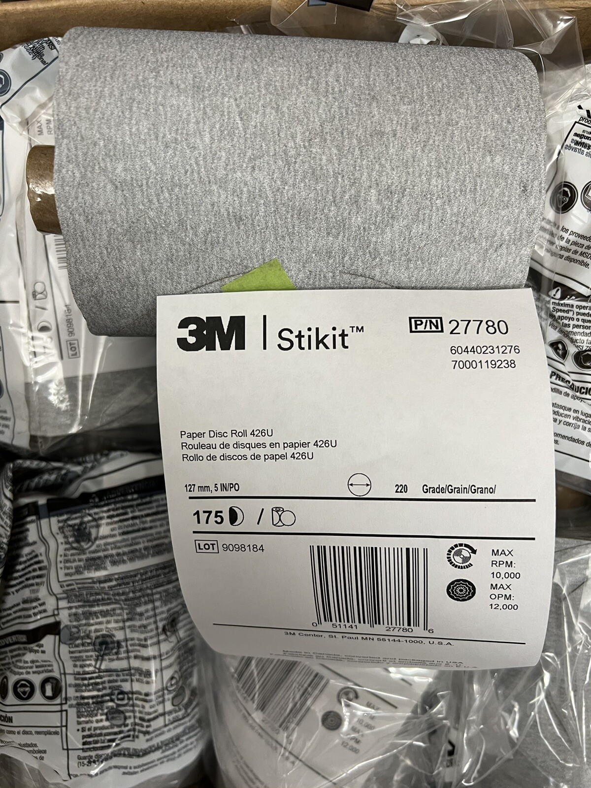3M Stikit Paper Disc Roll 426U (220 Grit) Price For 1 Roll Of 175 Discs 5”