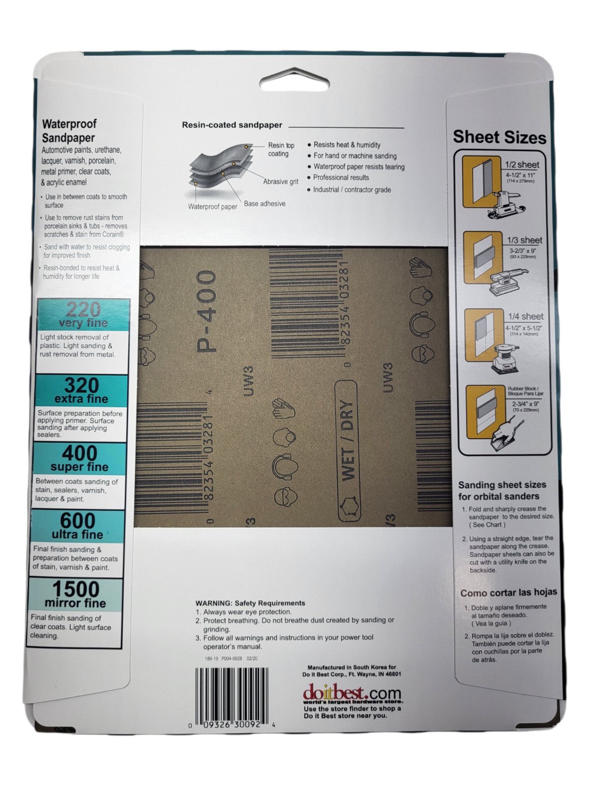 Sandpaper Do it Best Waterproof 9 In. x 11 In. 400 Grit Super Fine (5-Pack) SIM