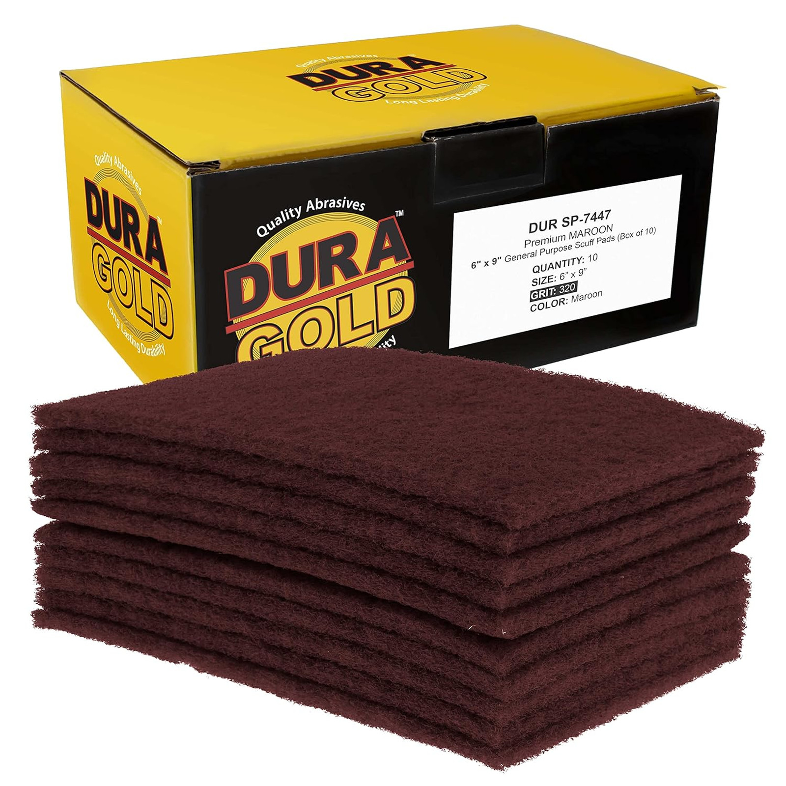 Premium 6 Inch By 9 Inch Maroon General Purpose Scuff Pads 10 Pack for Auto Body