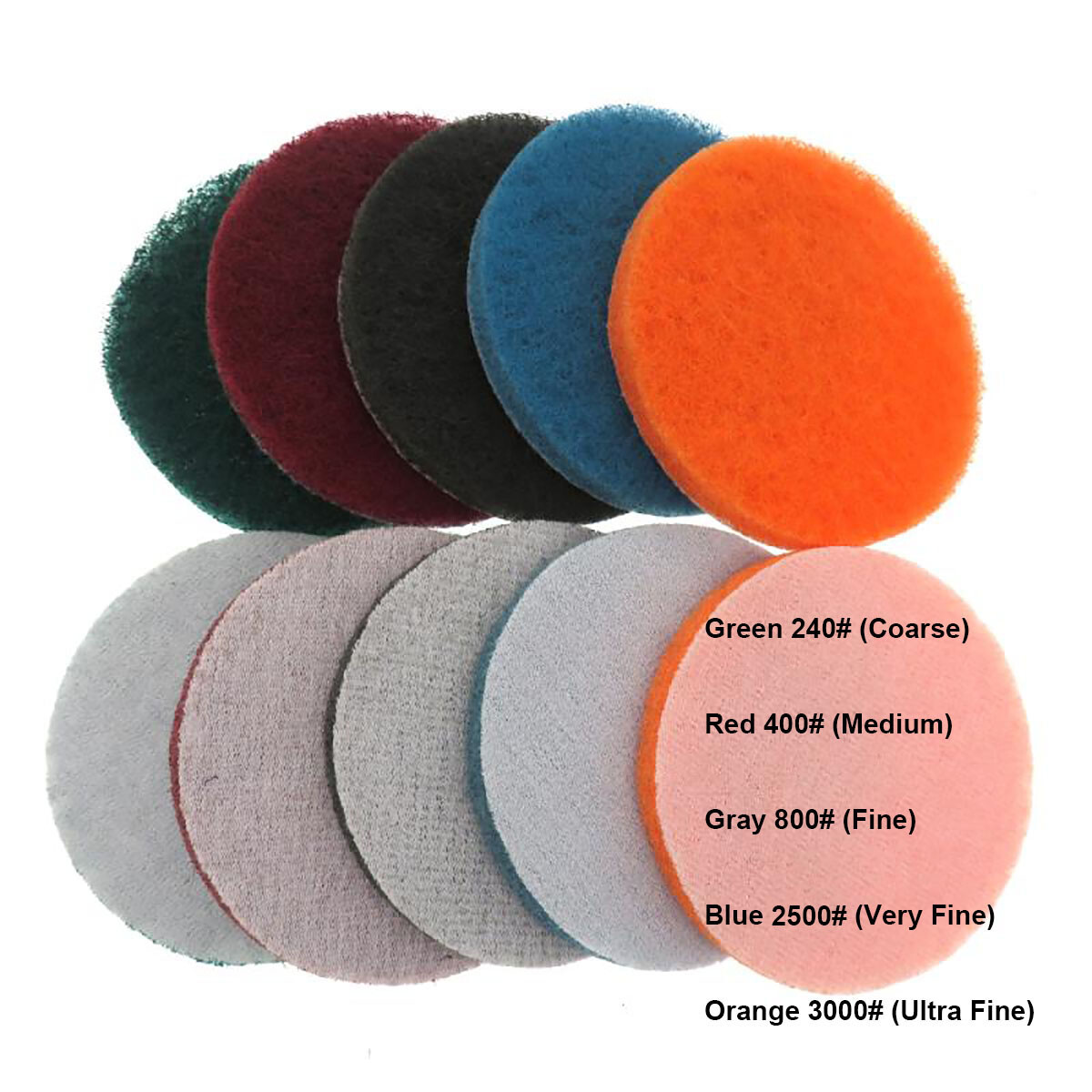 1″ – 7″ Hook Loop Scouring pad Nylon Fiber Sanding Discs Pads 240 – 3000 Grit