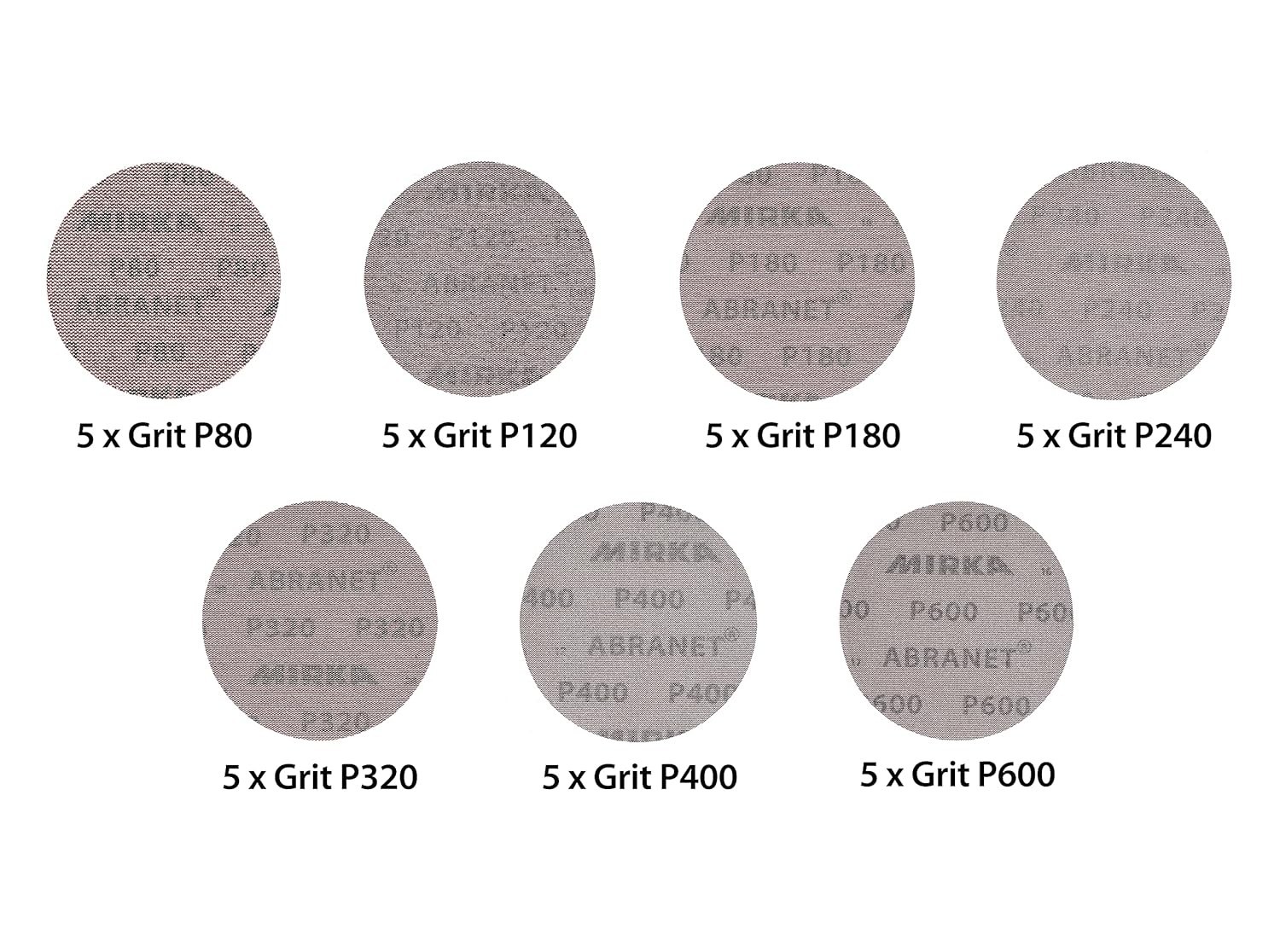 Abranet Sanding Mesh Discs – Assorted Grits 80, 120, 180, 240, 320, 400, 600-…