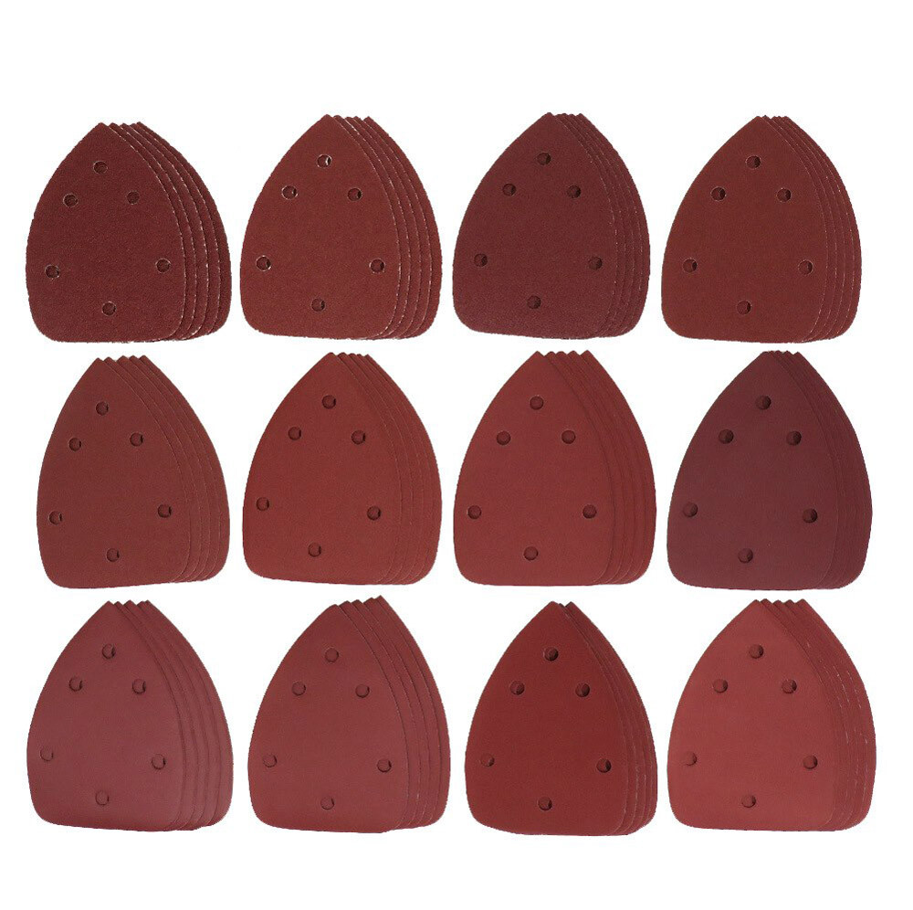 6 Hole Triangular Sanding Pads 140x140x90mm Hook & Loop Red Sand Paper 40#-1000#