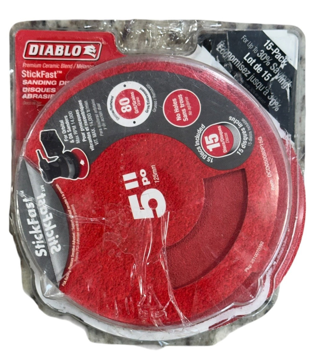 Diablo StickFast 5″ Ceramic Sanding Discs 80 Grit Coarse 12-Pack