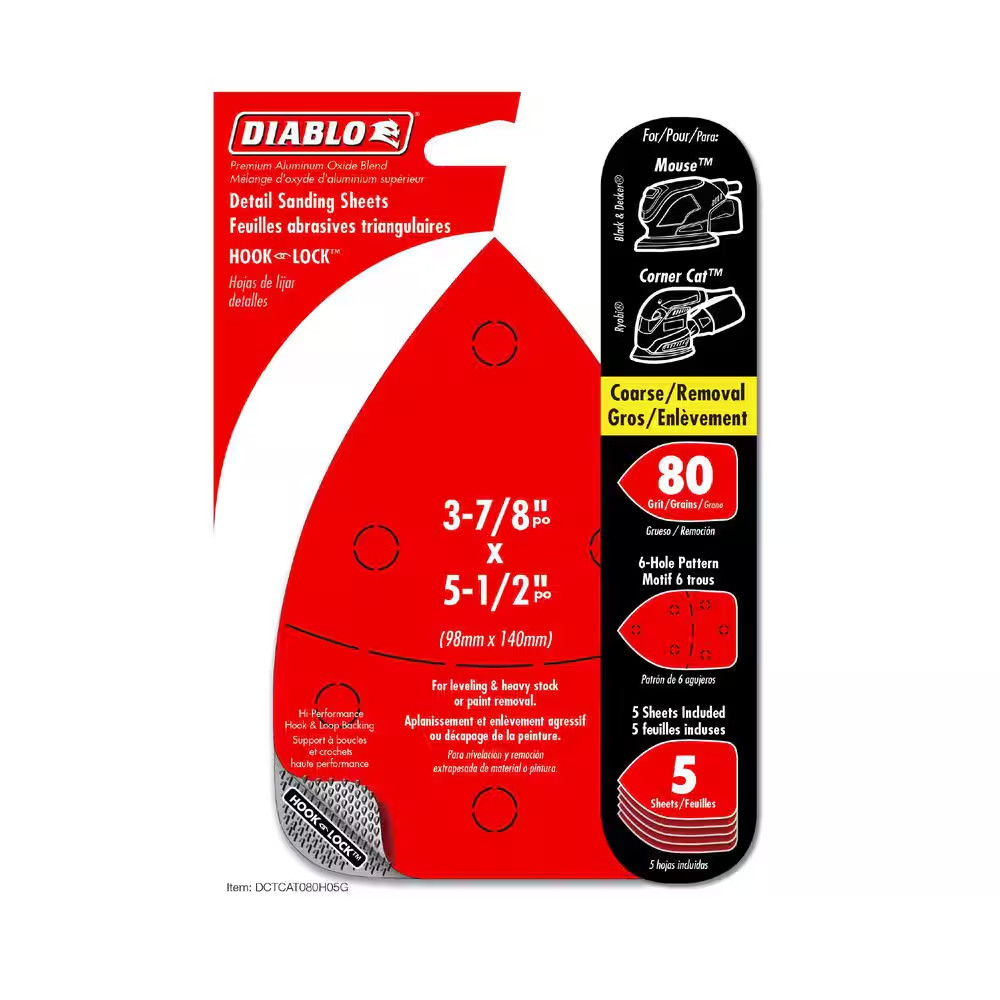3-7/8 In. X 5-1/2 In. 80-Grit Cat/Mouse Hook and Lock Detail Sanding Sheets