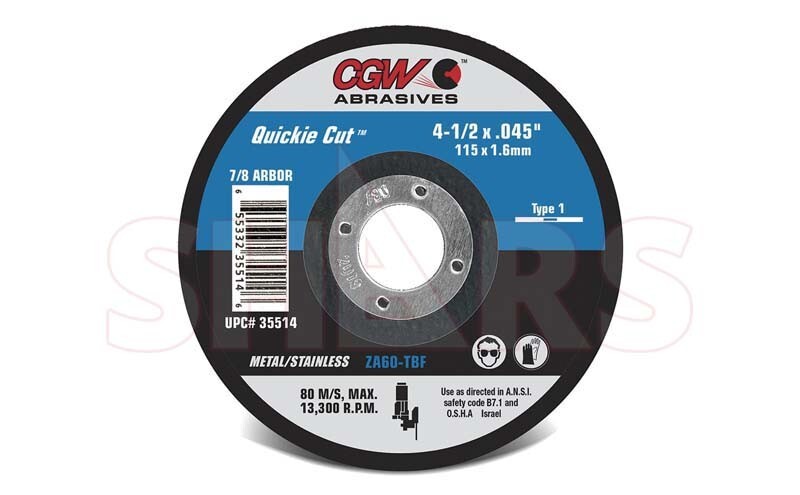 CGW 5 PCS 5 x 0.045 x 7/8 36 Grit Type 1 ZA Quickie Cut Cutoff Wheel ^|