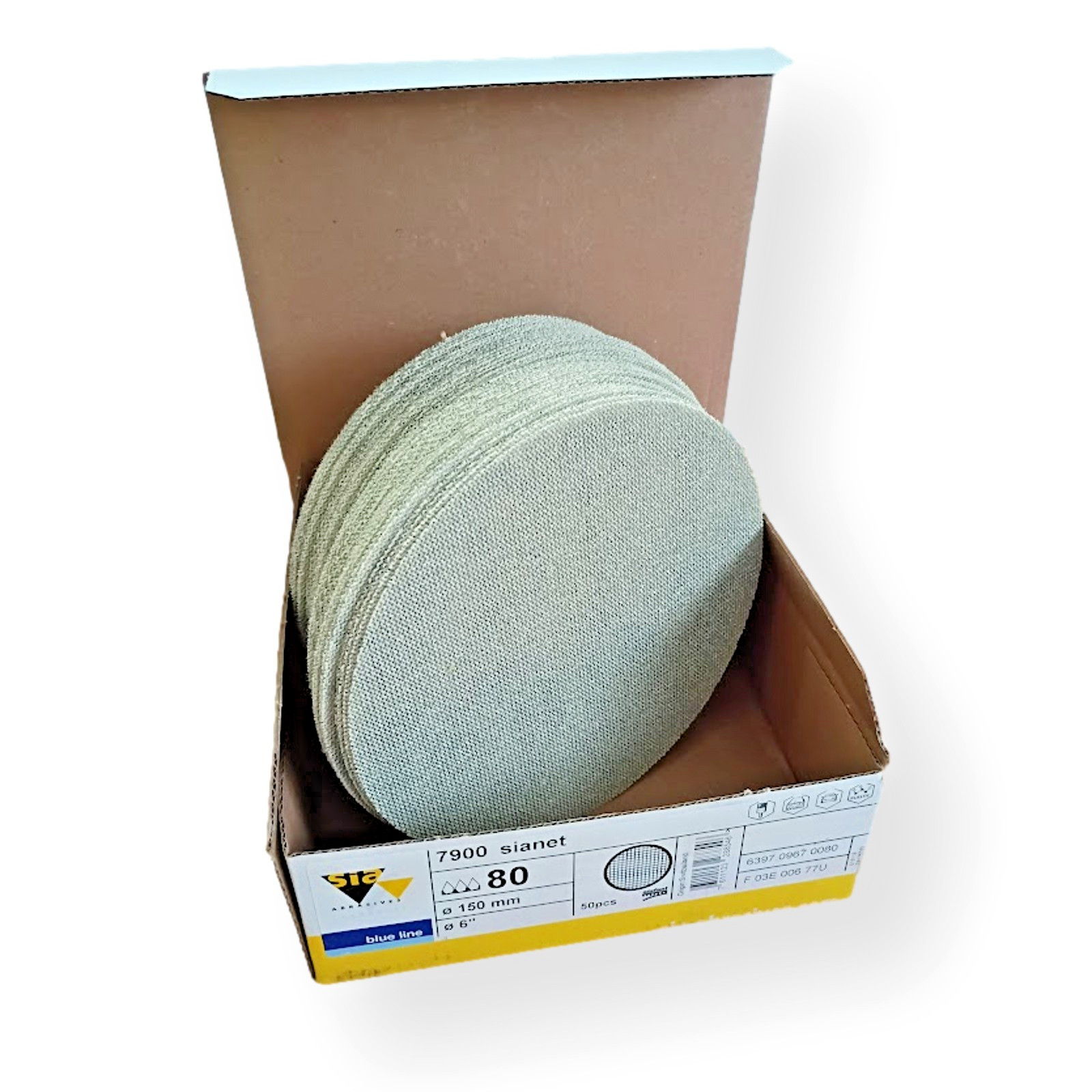 SIA Net Backed Abrasives 7900 Sianet 80 Grit 150mm (6″) Sanding Discs 50 Pk Mesh