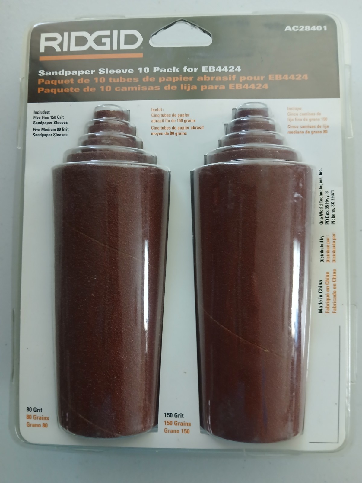 Genuine RIDGID EB4424 80 Grit/150 Grit Sandpaper Sleeves Ryobi 10-Pack #AC28401