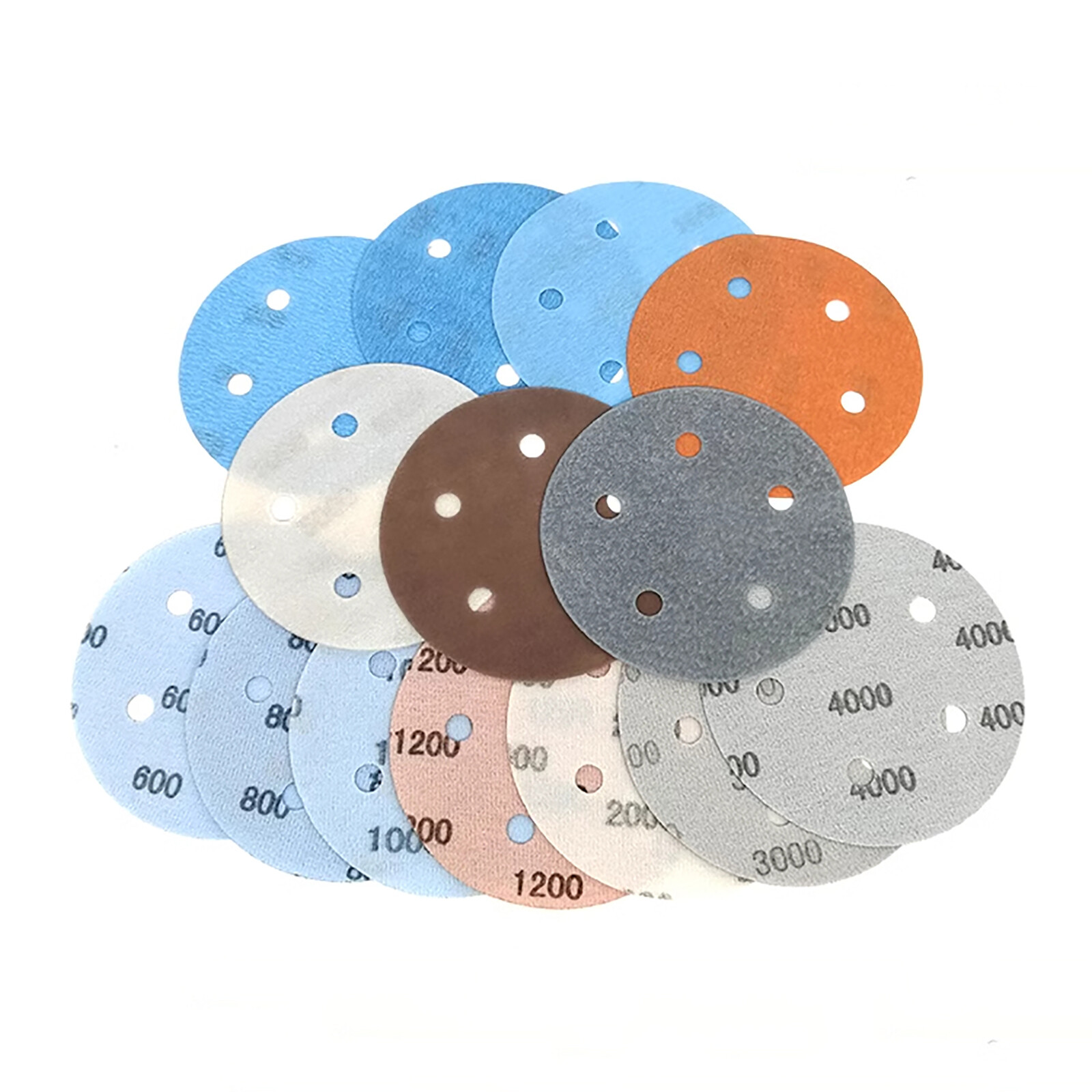 5 Inch 125mm Wet and Dry Sanding Discs Sandpaper Film Pads 600-4000 Grit 5 Hole