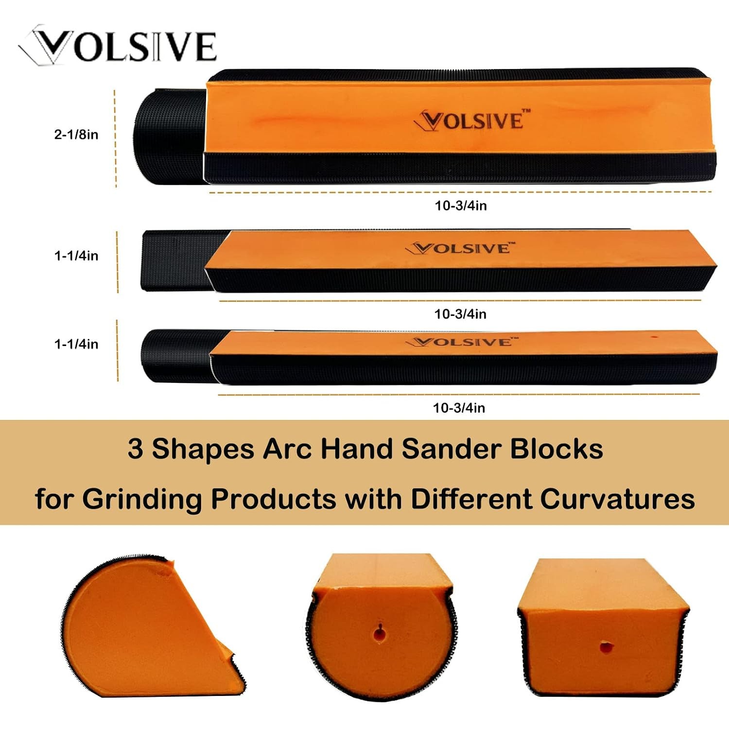 VOLSIVE 7pcs Hand Sanding Block Set, Rectangle Handheld Sanding Pad, Hook and Lo