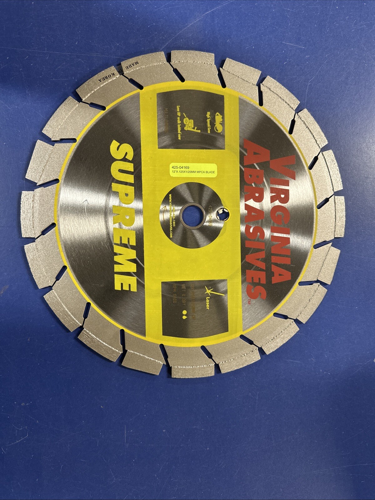NEW VIRGINIA ABRASIVES Multi-Purpose Diamond Blade 12″ X 1/8″ X 1″ # 425-04169