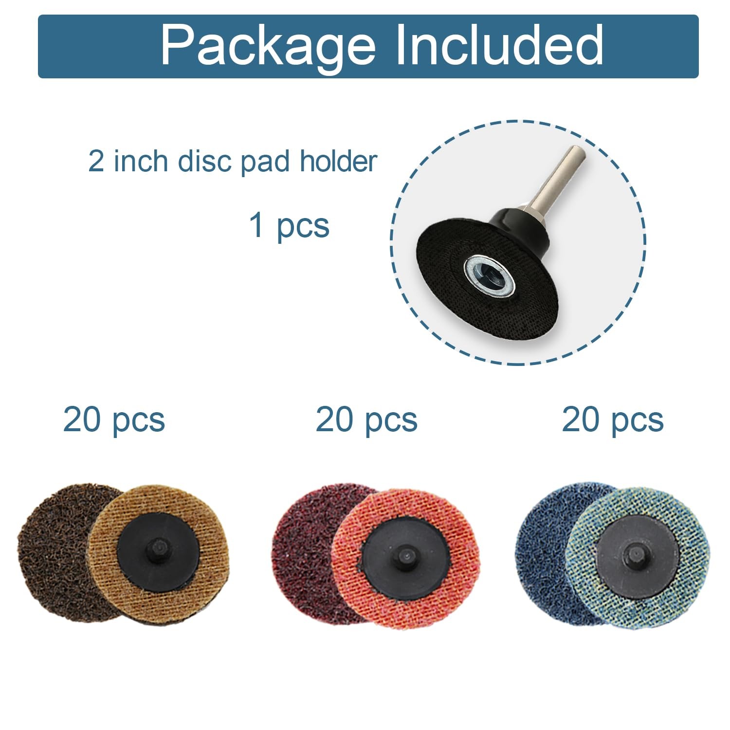 2 Inch Surface Conditioning Discs Quick Change Coarse Medium Fine 60 Pc 1/4 Pad