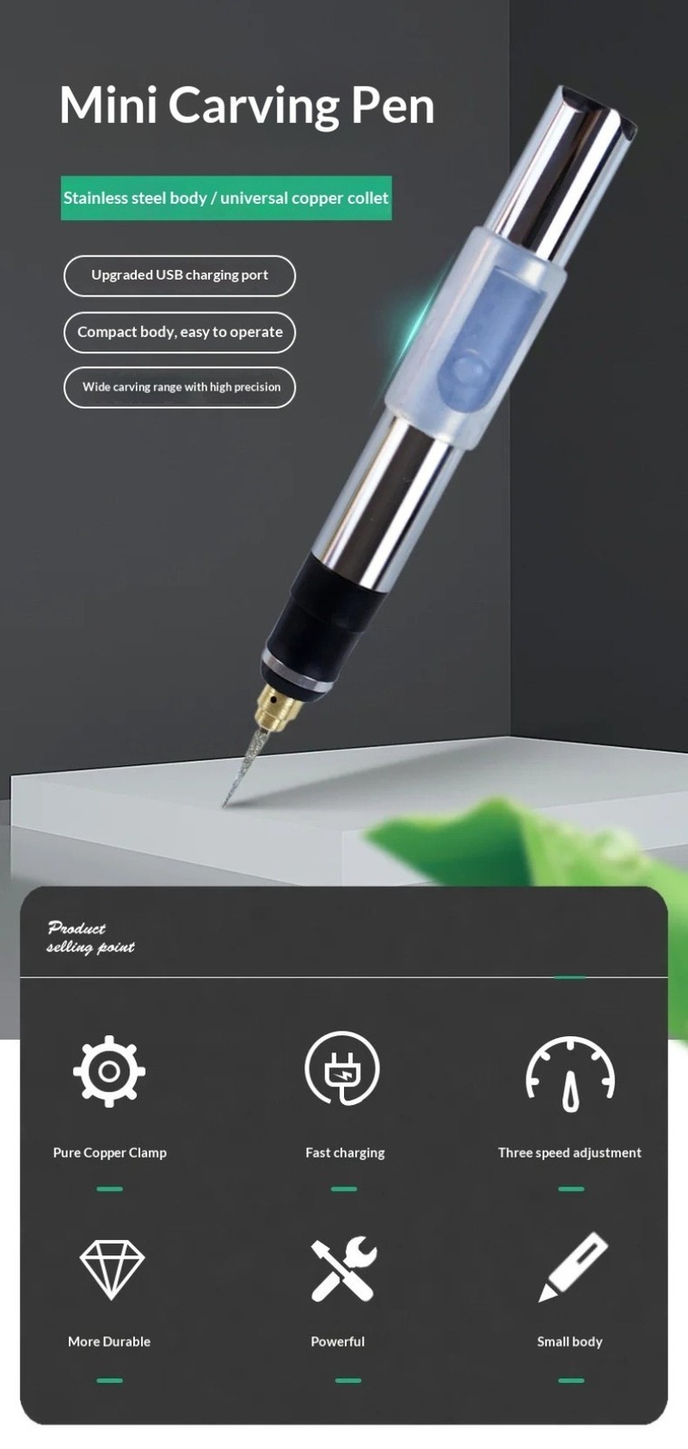 3.7V 25W Speed Regulating Mini USB Electric Mill Engraving Pen Polishing