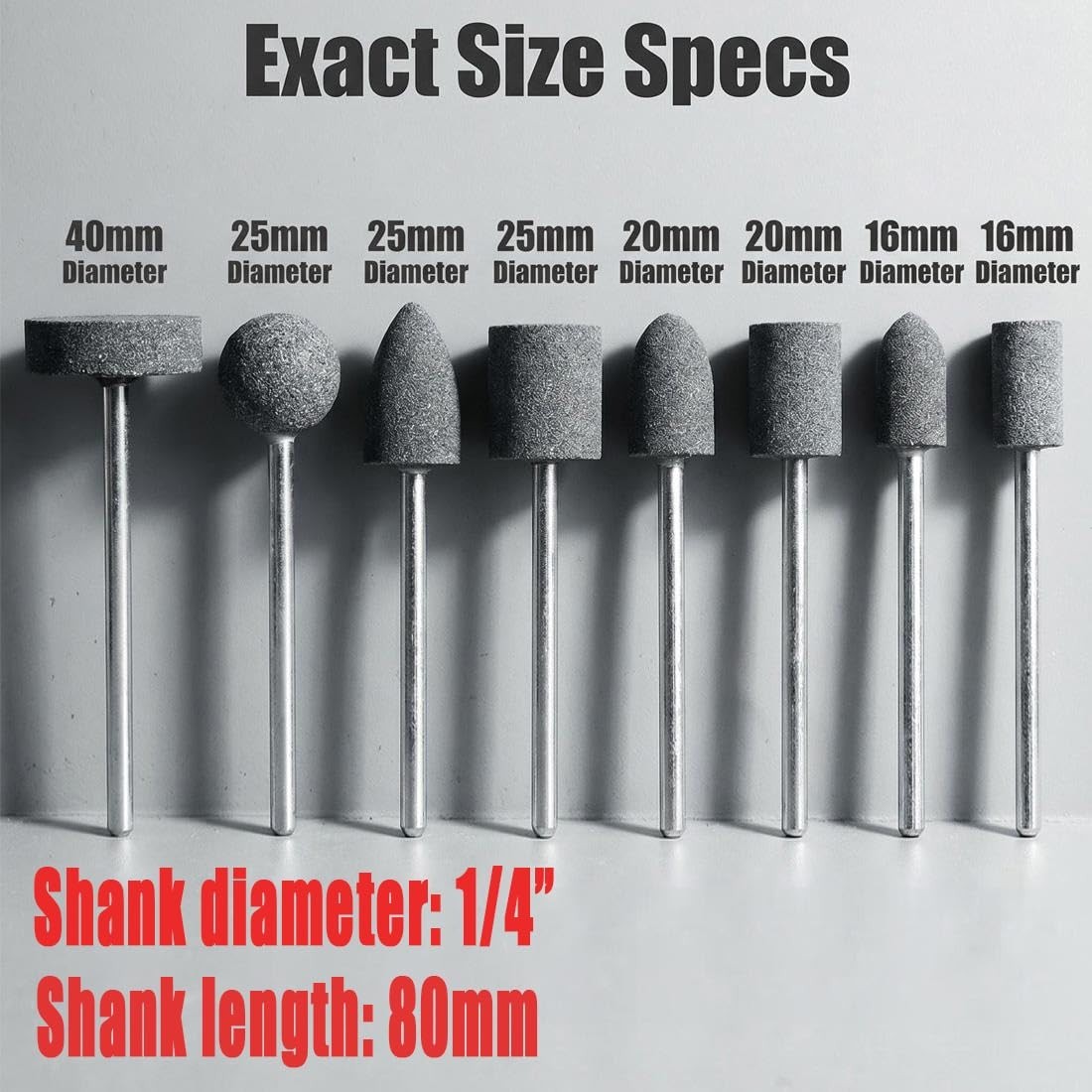 80mm Extra Long Shank Drill Grinding Stone Sets, Extended 1/4″ Shank Aluminum