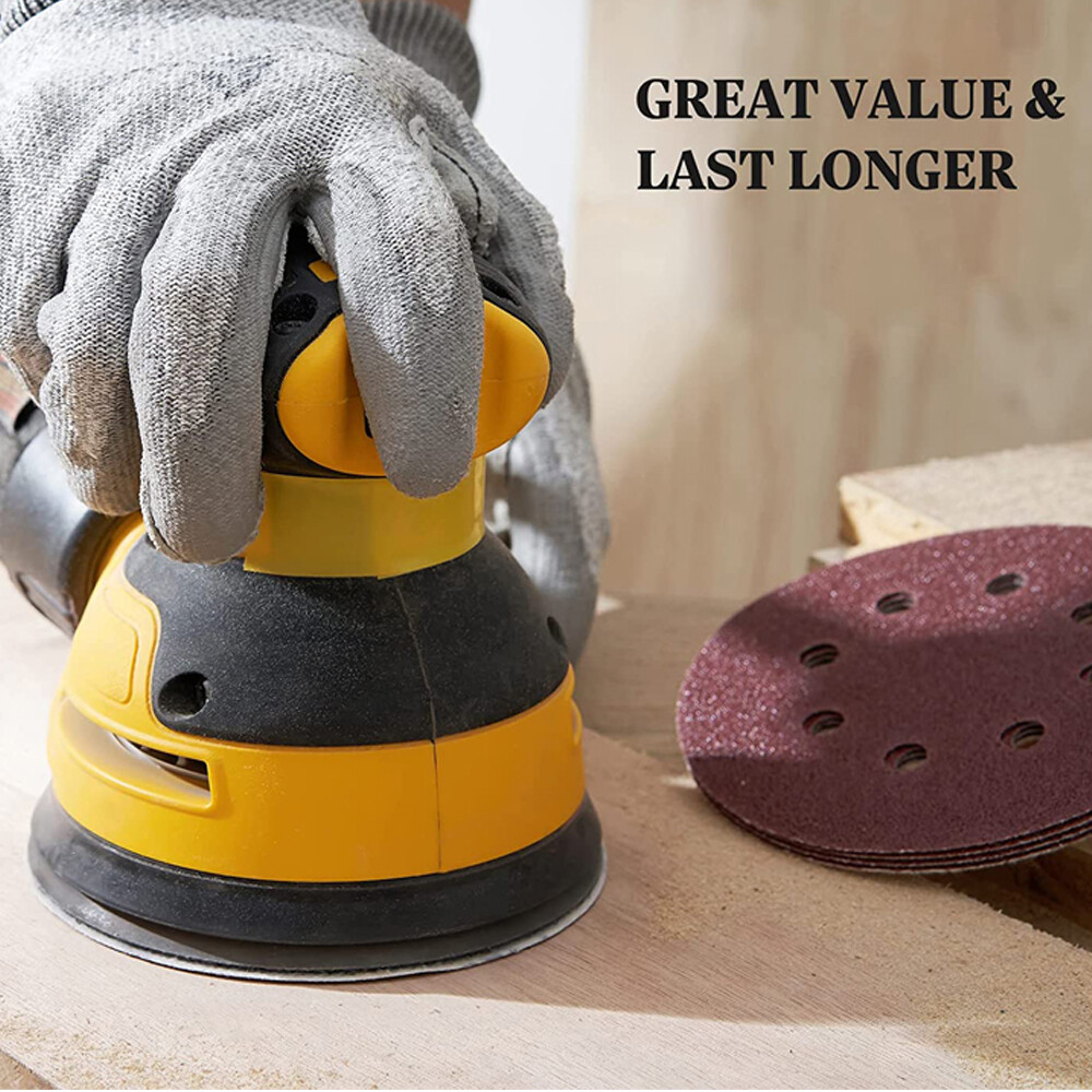 100PCS 100 Grit 5″ Sanding Discs Hook Loop 8 Hole Sandpaper Orbital Sander Paper