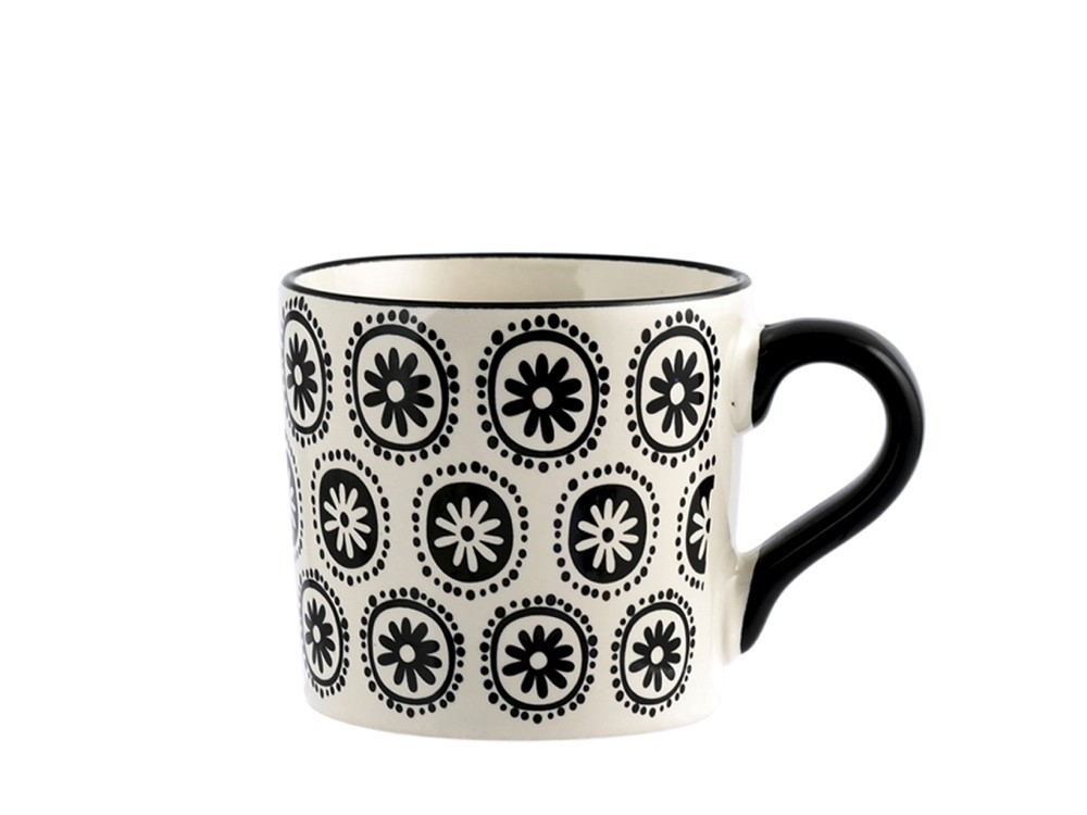 6 Tea Cups H&H Vhera In Stoneware Assorted White Black Cc220