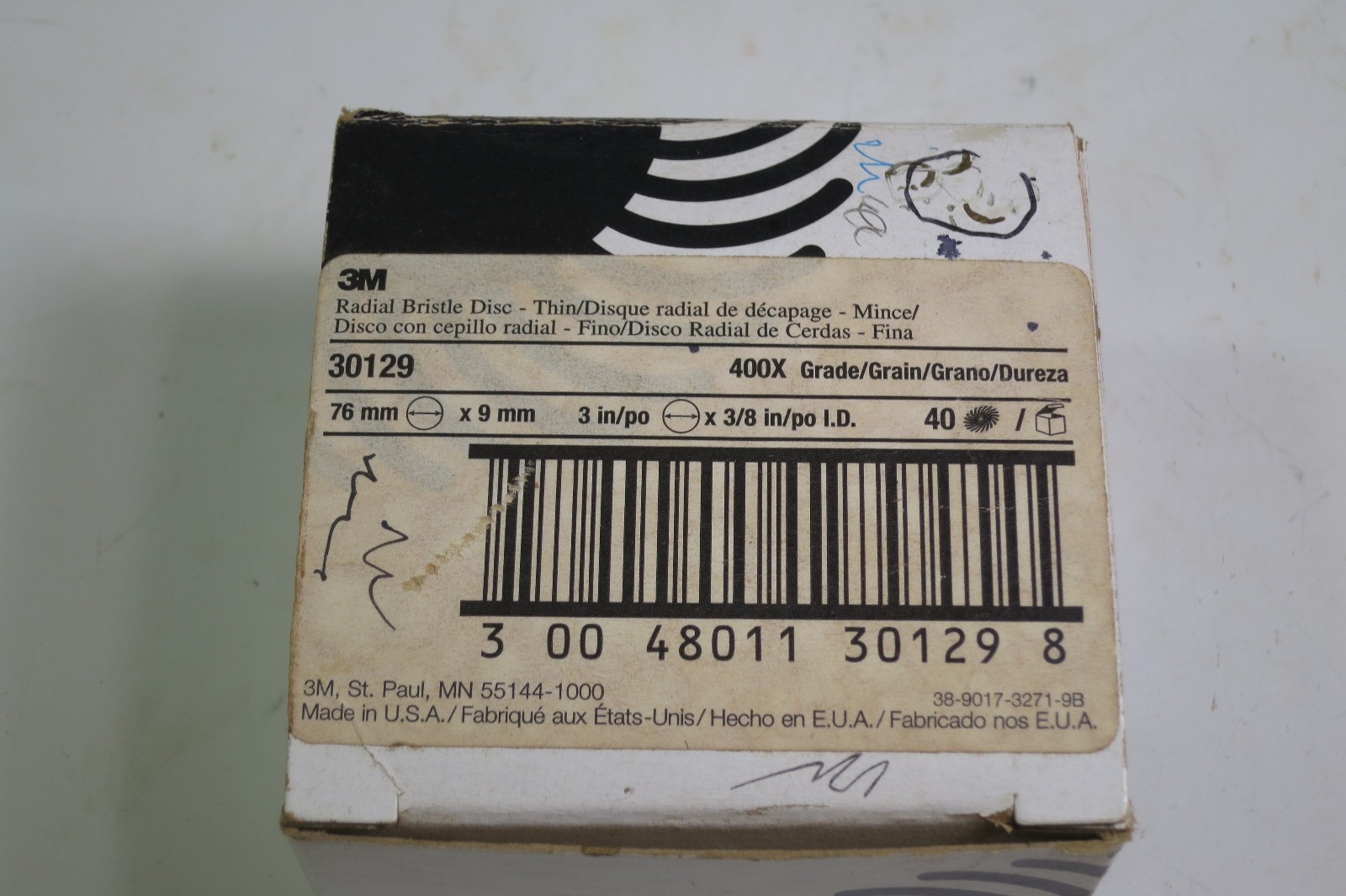 3M Scotch-Brite Radial Bristle Disc, 3 in x 3/8 in 400, 20 each