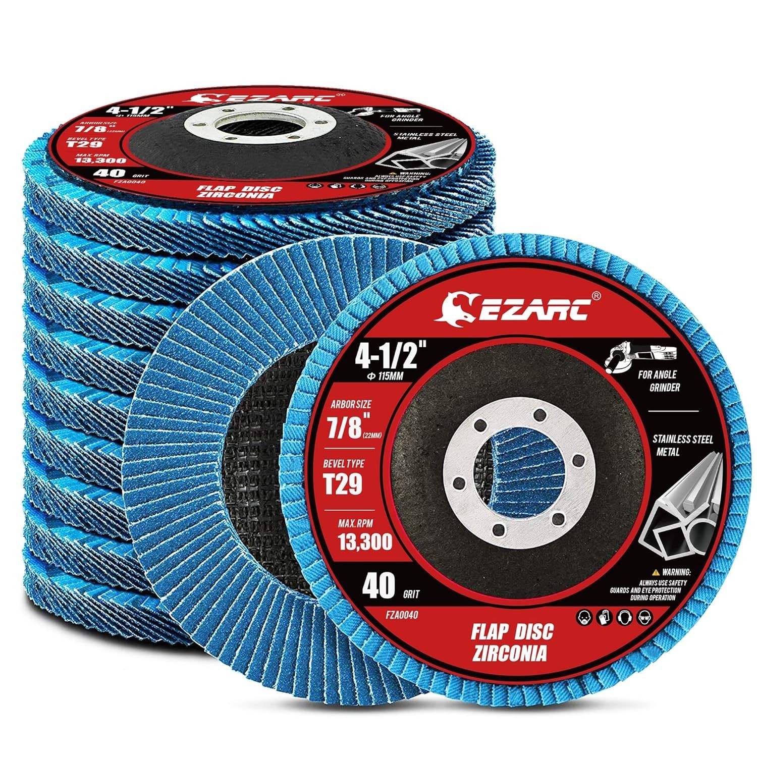 Flap Discs 40 Grit, 4 1/2 x 7/8-Inch Sanding Disc, Type 29 40 Grit