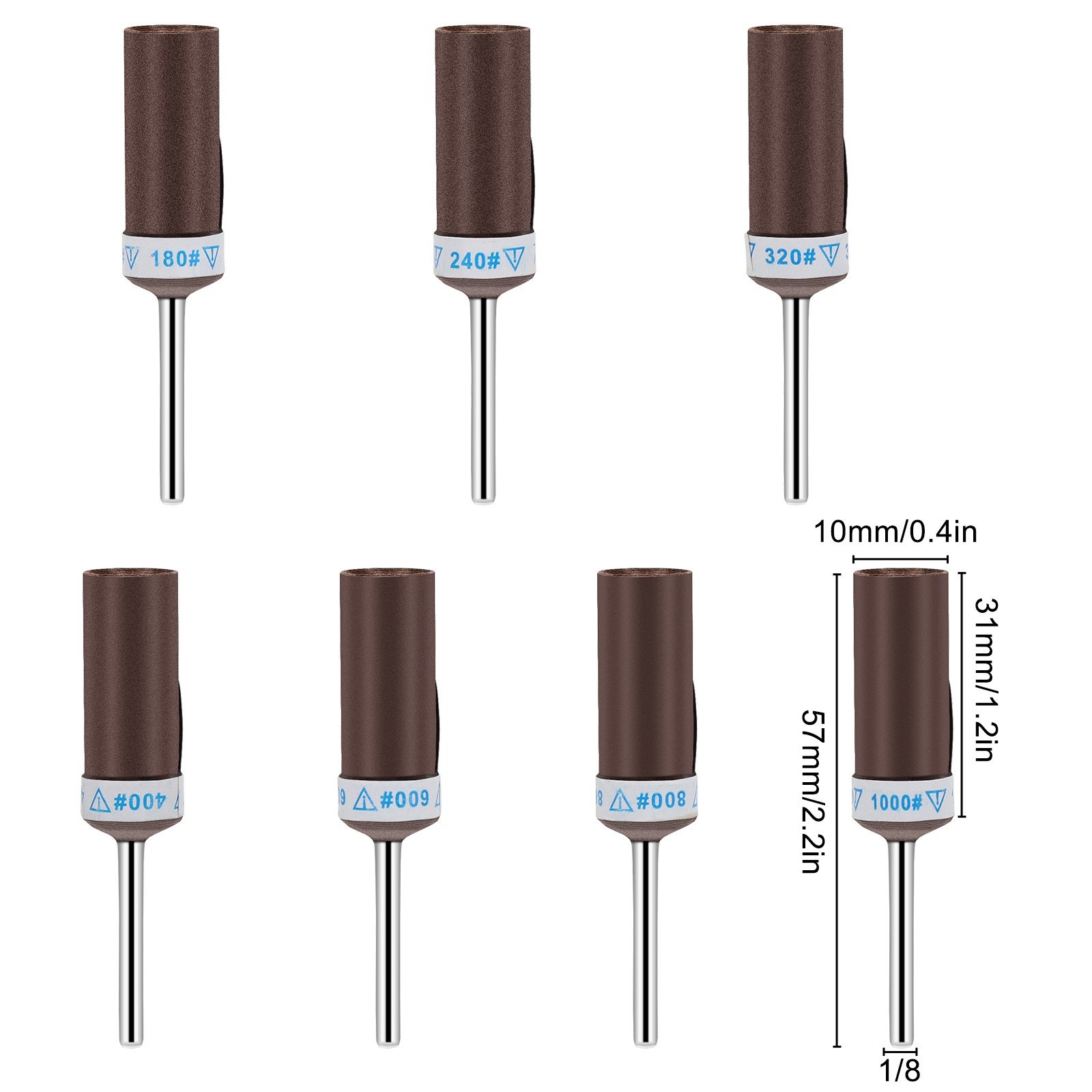 21Pcs Sanding Drum Kit 1/8″ Mandrel 180-1000 Grit for Drill & Dremel Rotary Tool