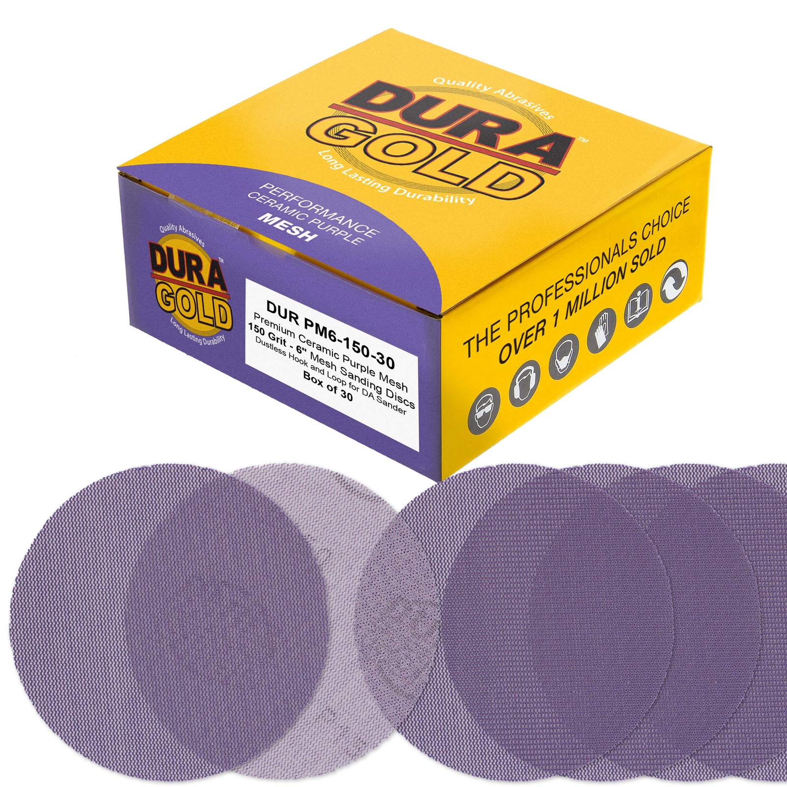 150 Grit 6″ Purple Ceramic Mesh Sanding Discs, Box of 30 – Hook & Loop Sandpaper