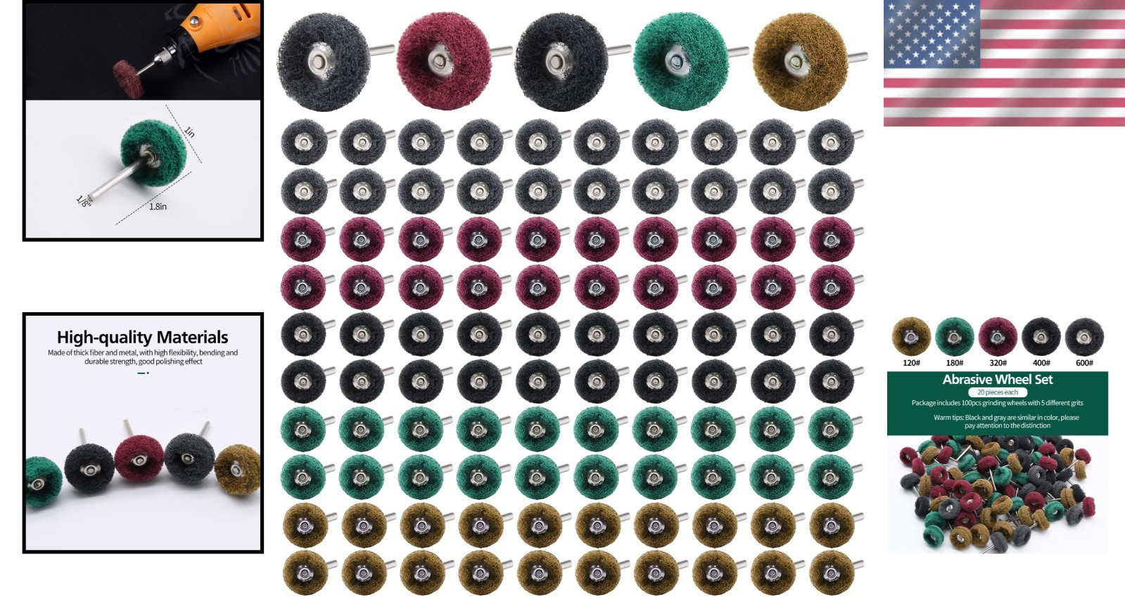 Versatile 100pcs 1-Inch Abrasive Wheel Set – Perfect for Metal Polishing