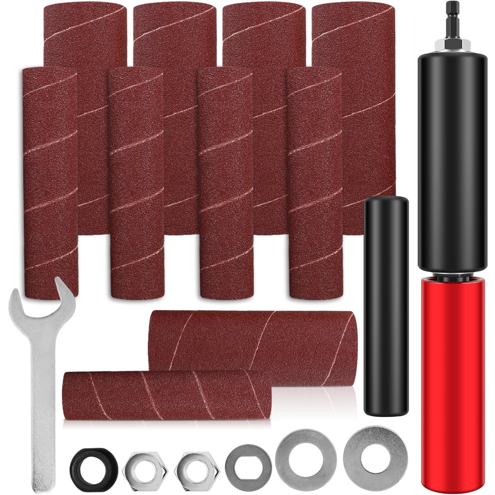 Drum Sander Set Portable Rubber Spindle Sanding Drum 120 Grit Sleeves Tool Kit