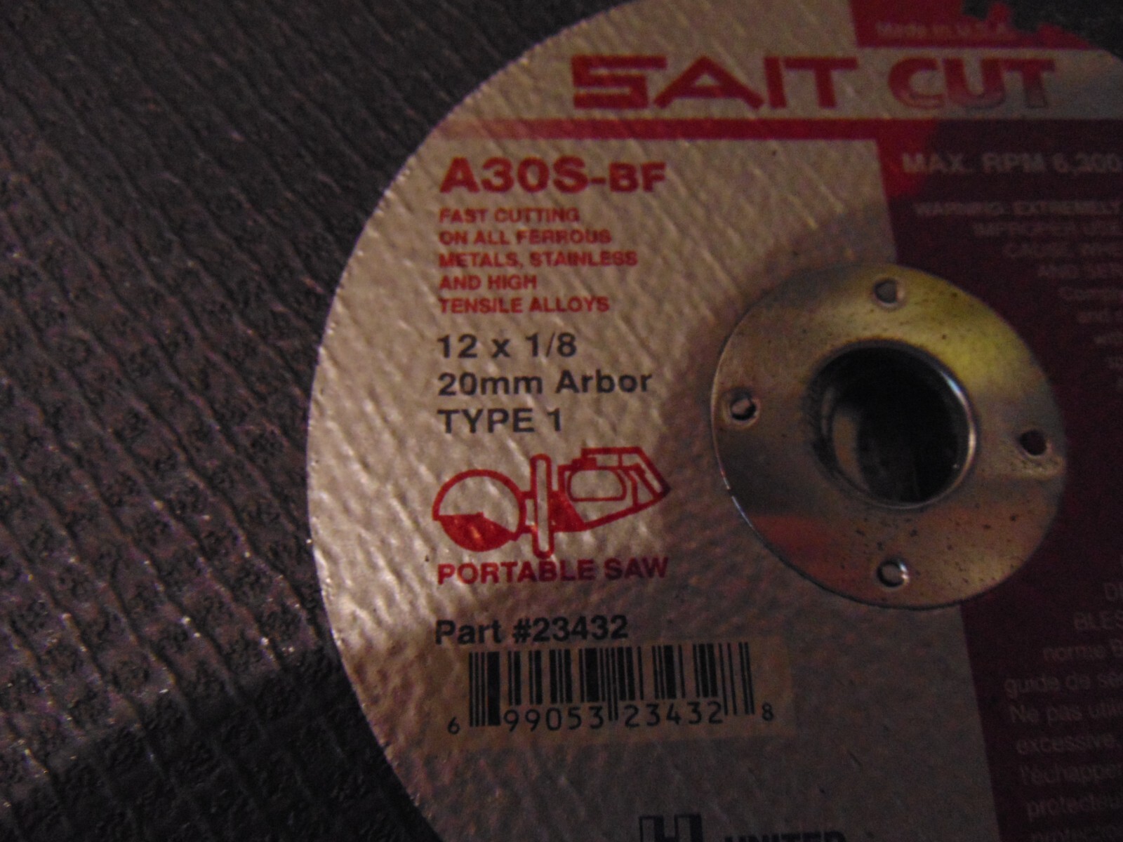 United Abrasives-Sait 23432 12×1/8x20mm A30S-bf type 1 Cutting Wheel, 5 pack