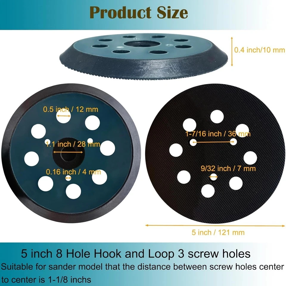 2 Pack 5 Inch 8 Hole Replacement Sander Pad for BO5010 BO5030K BO5031K BO5041…