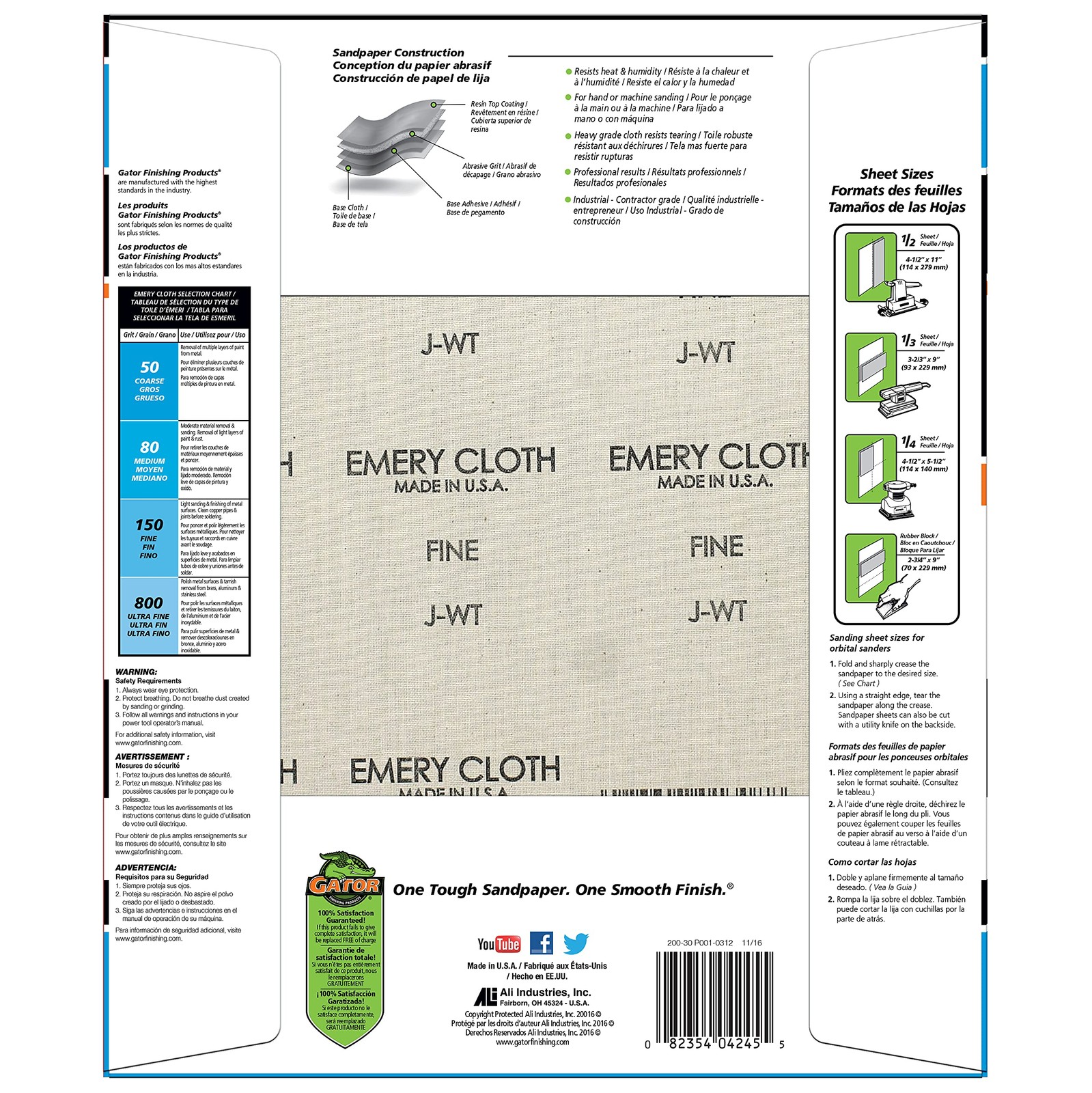 9″ x 11″ Emery Cloth Sanding Sheets, 150 Grit, 25 Pack
