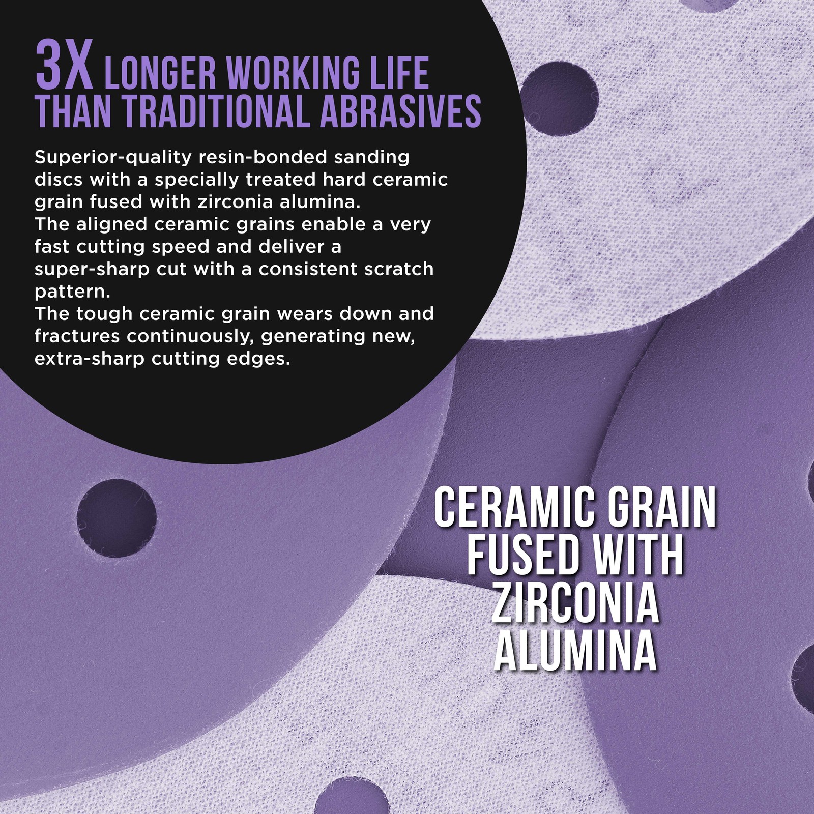 800 Grit 5″ Ceramic Sanding Discs, 8-Hole, Box of 50 – Hook & Loop Sandpaper